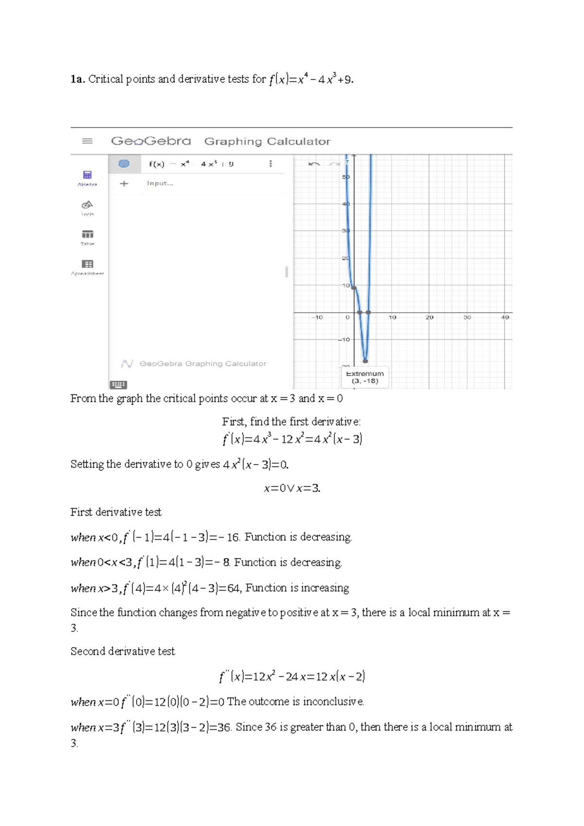 Calculus Discussion 5: Critical Points & Derivative Tests - Studocu