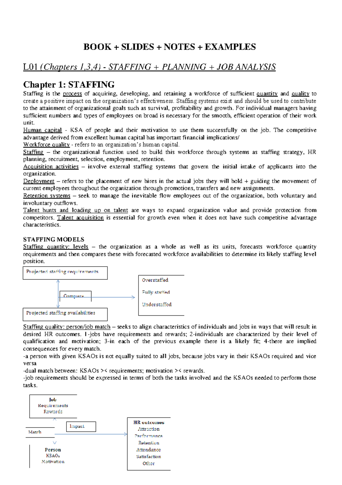 Summary of Staffing Organizations: Chapters 1-4 Insights - Studeersnel