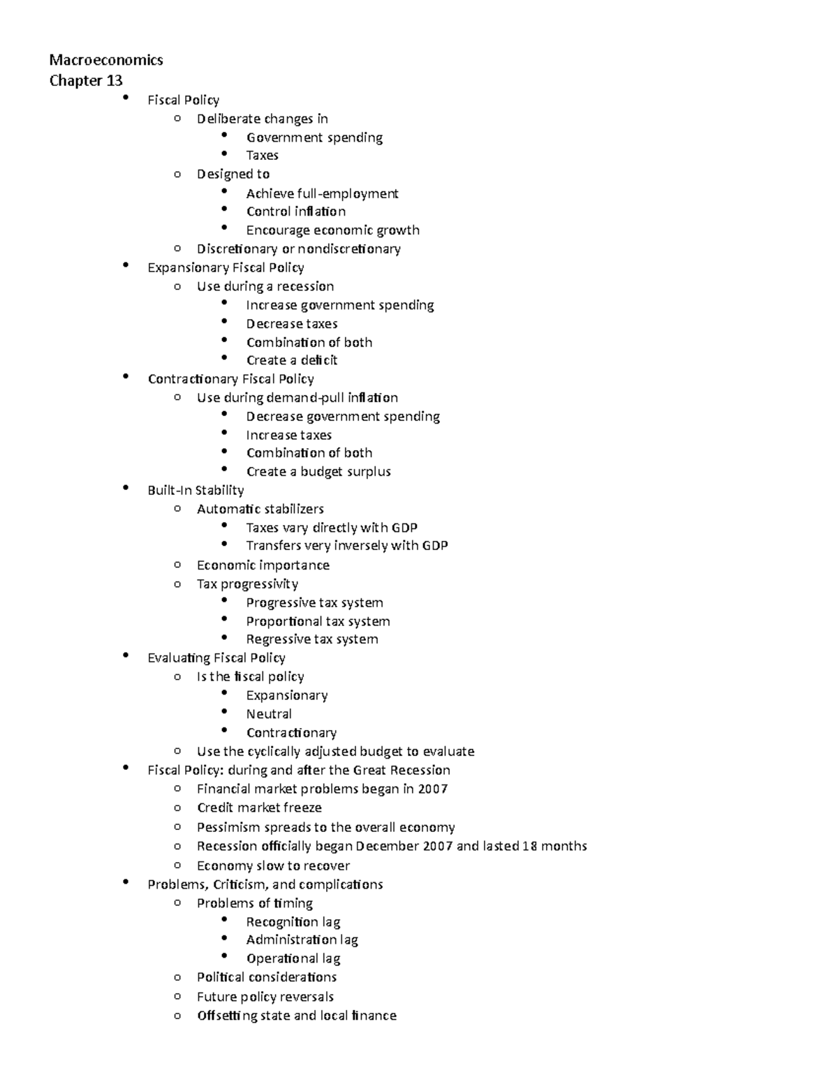 Macroeconomics Chapter 13: Fiscal Policy Insights and Impacts - Studocu