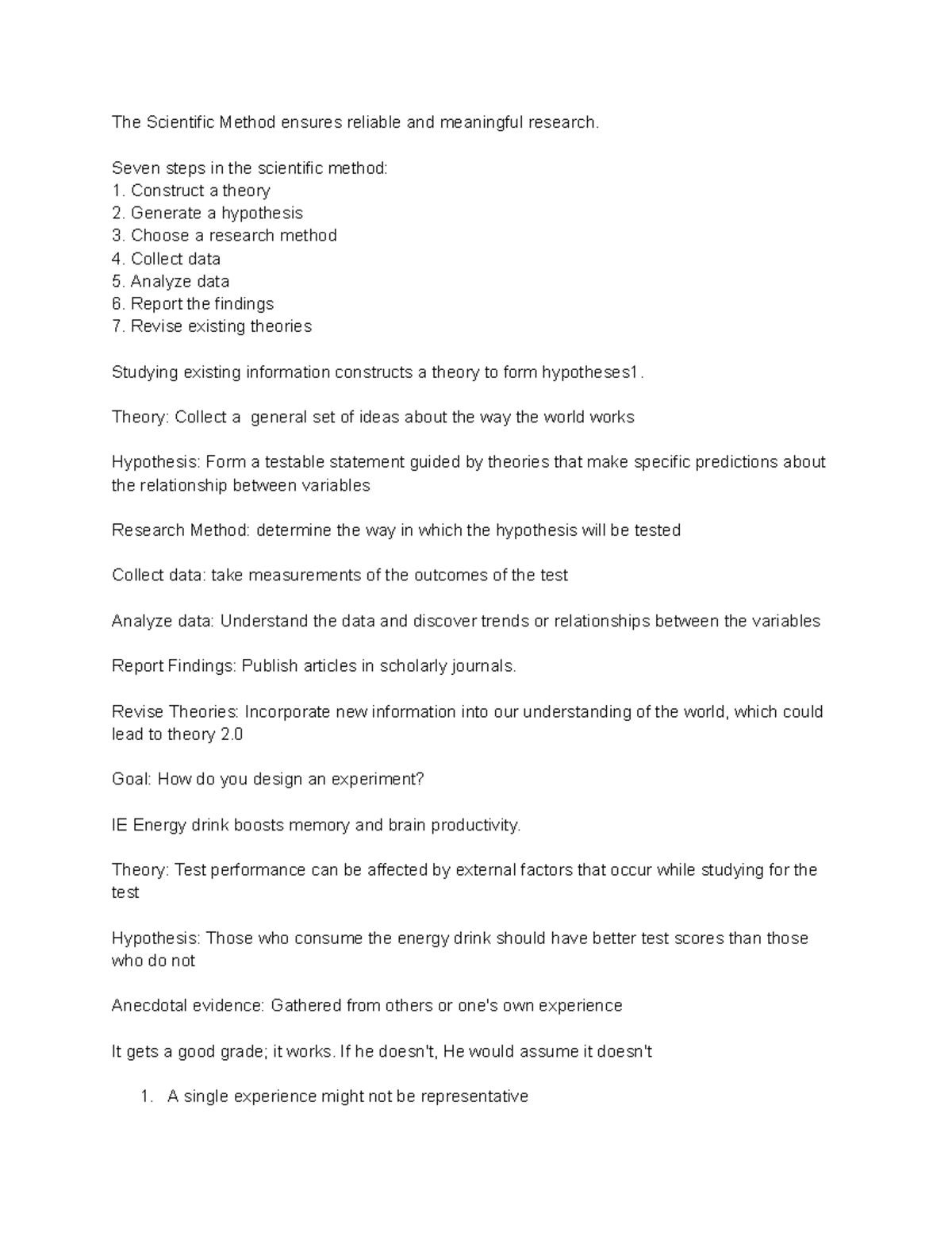 Research Methods 1 - Notes on the Scientific Method and Experiment ...