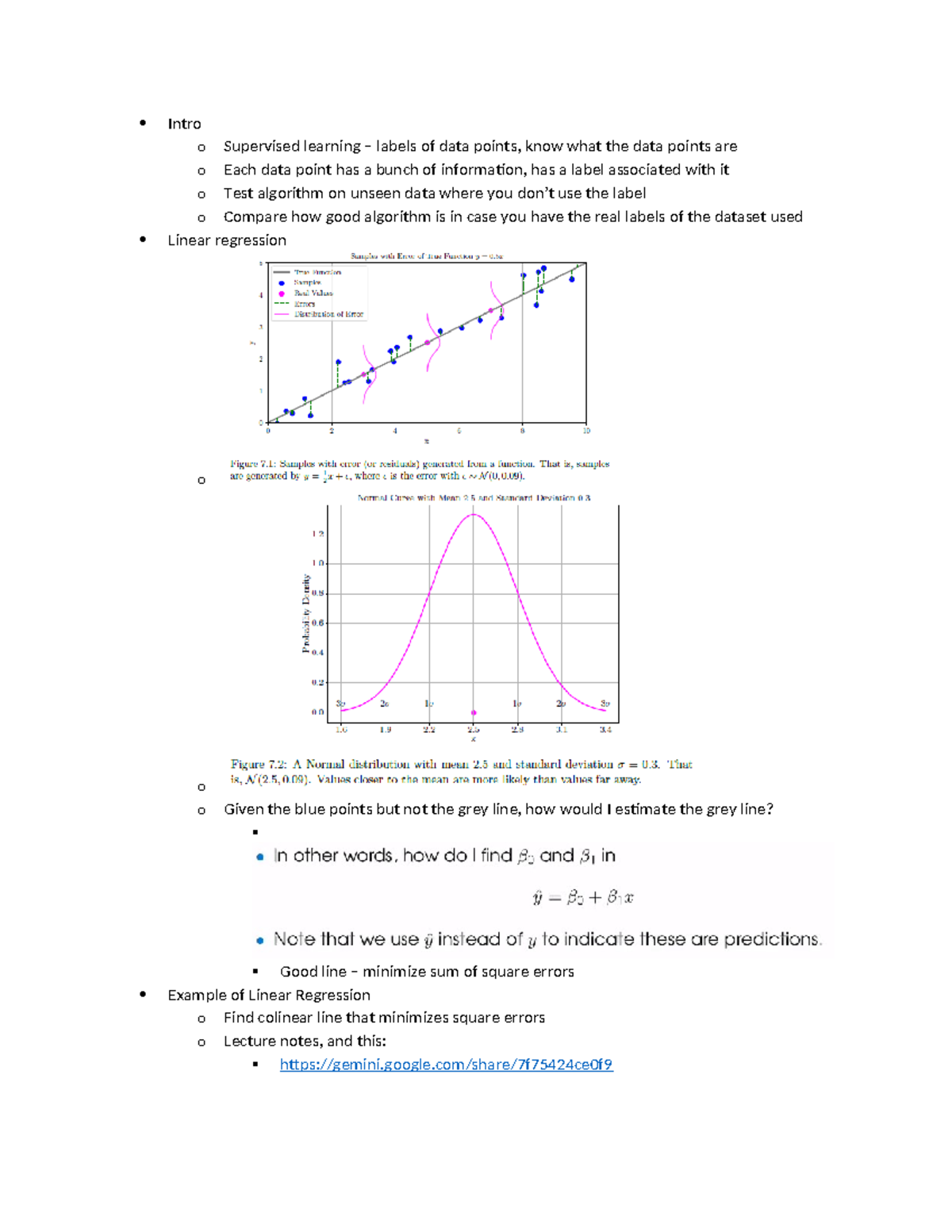 Week 7 - Lecture Notes - Intro o Supervised learning – labels of data ...