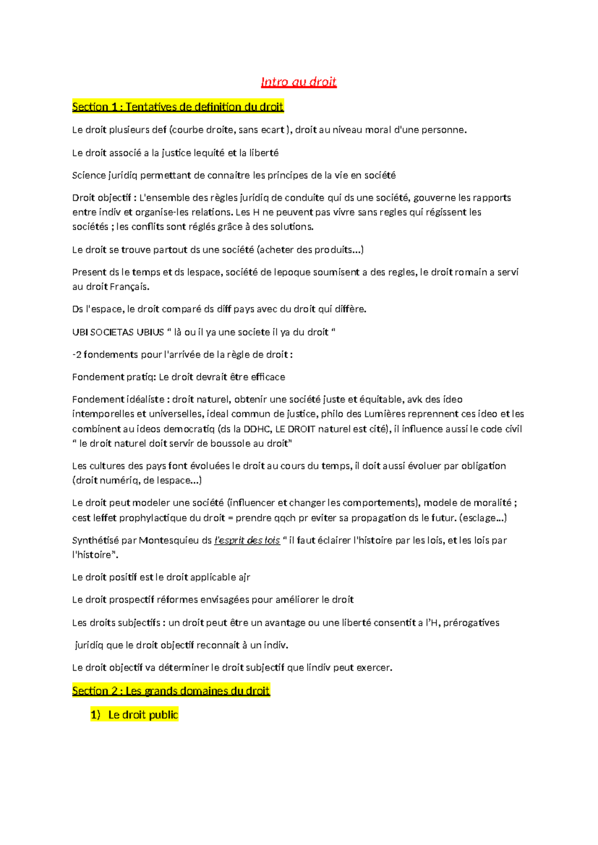 Introduction au Droit - Cours de Droit 101 - Studocu