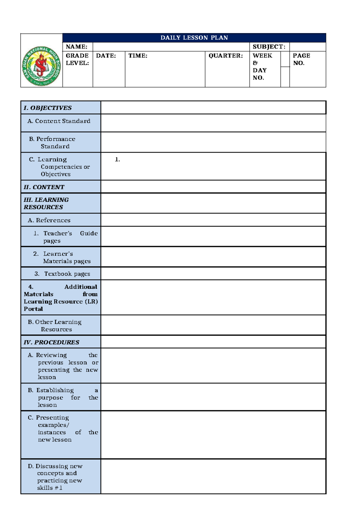 Sample 20DLP20 - Daily Lesson Plan Template for Educators - Studocu