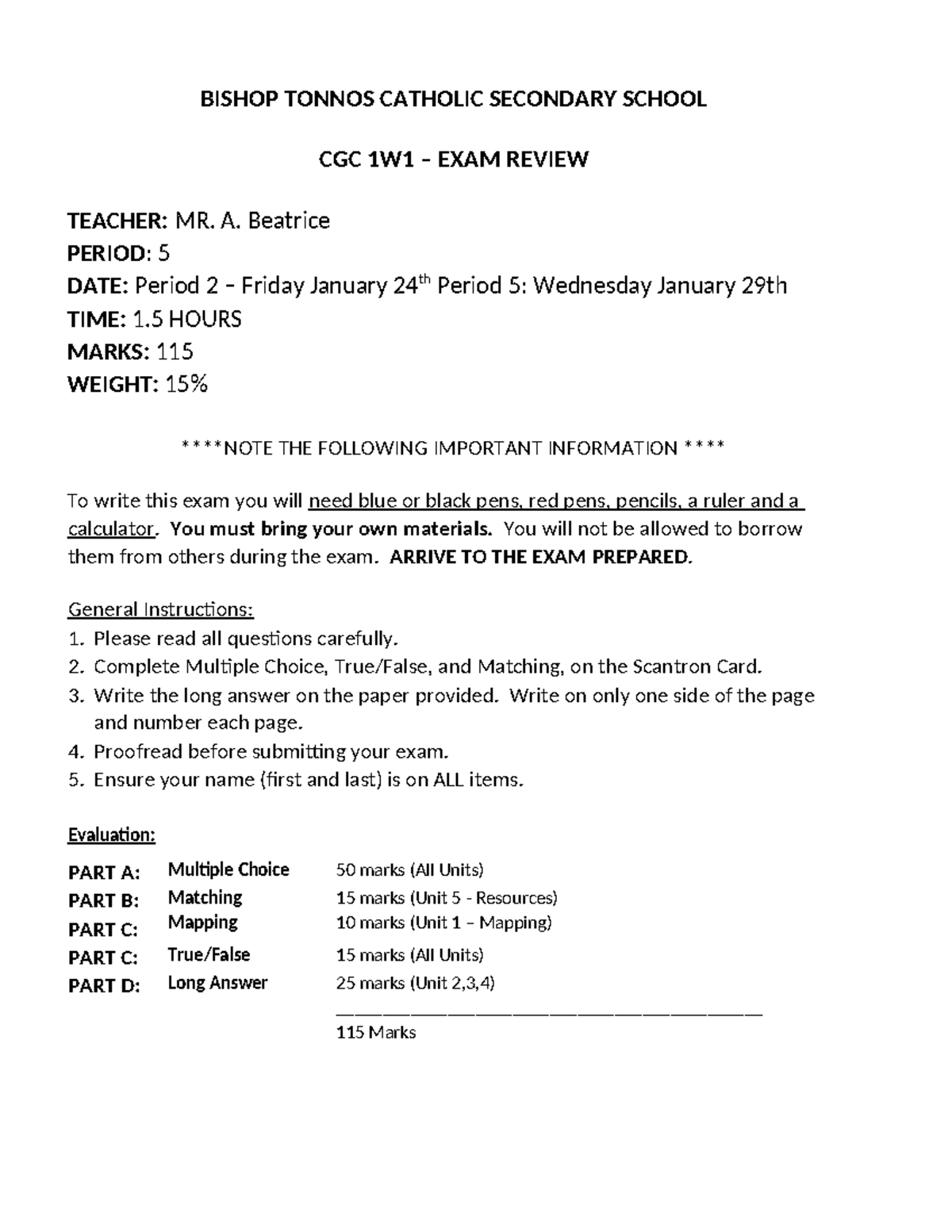 CGC 1W1 Exam Review 2025: Important Guidelines and Question Prep - Studocu