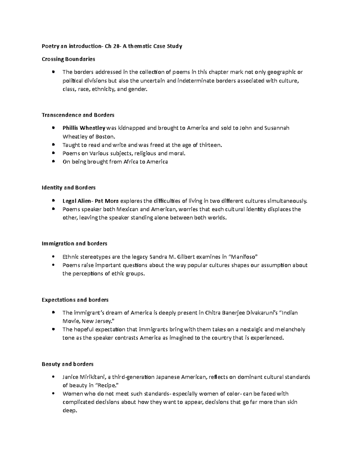 Poetry an Introduction - Ch 20: Crossing Borders & Boundaries Themes ...
