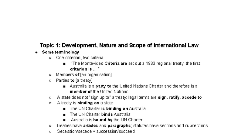 PIL Lecture Notes: Development & Sources of International Law - Studocu