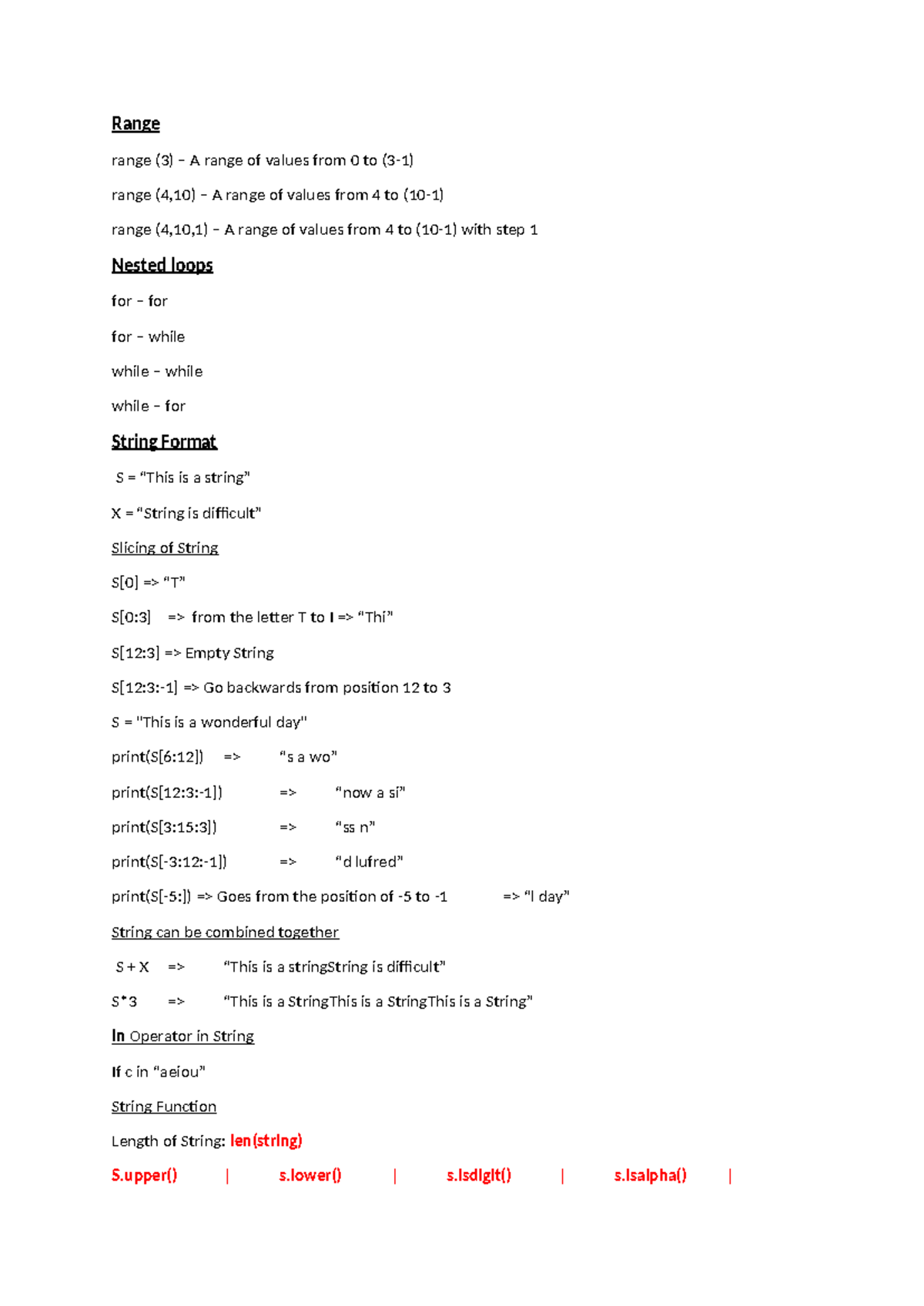 MA1008 Cheat Sheet - Range range (3) – A range of values from 0 to (3-1 ...