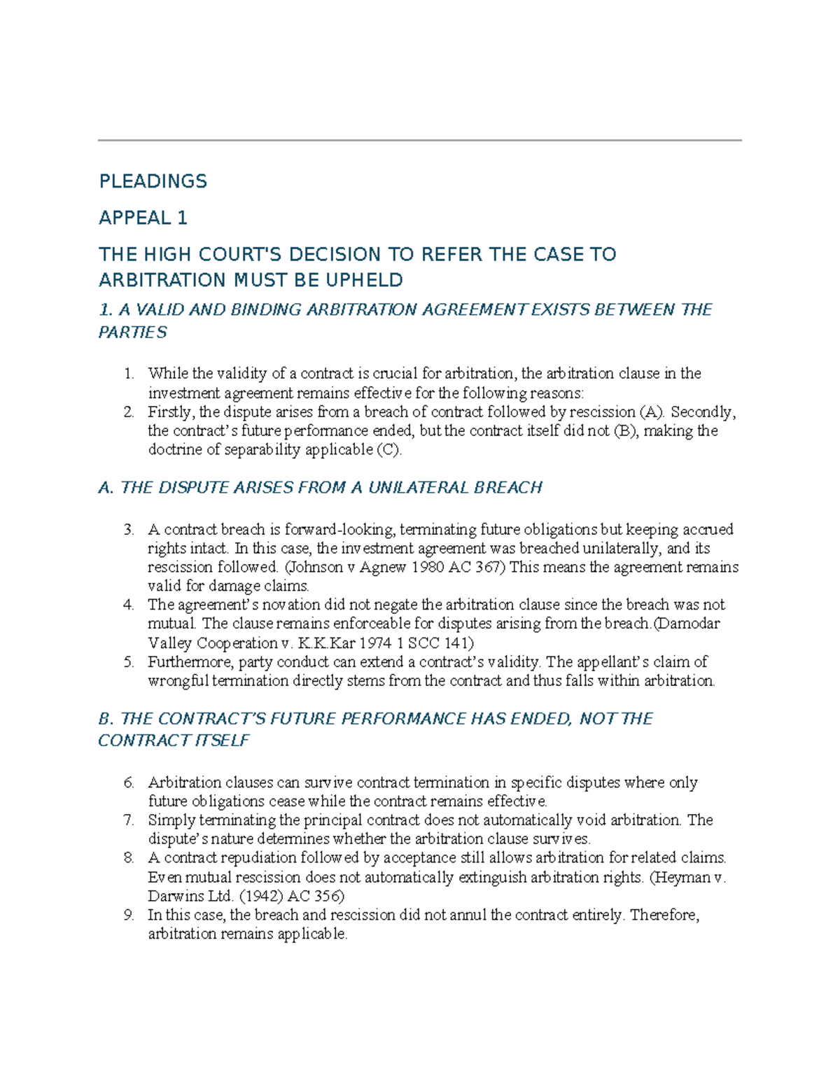 Civil Respondent - Upholding Arbitration Agreements and Shareholder ...