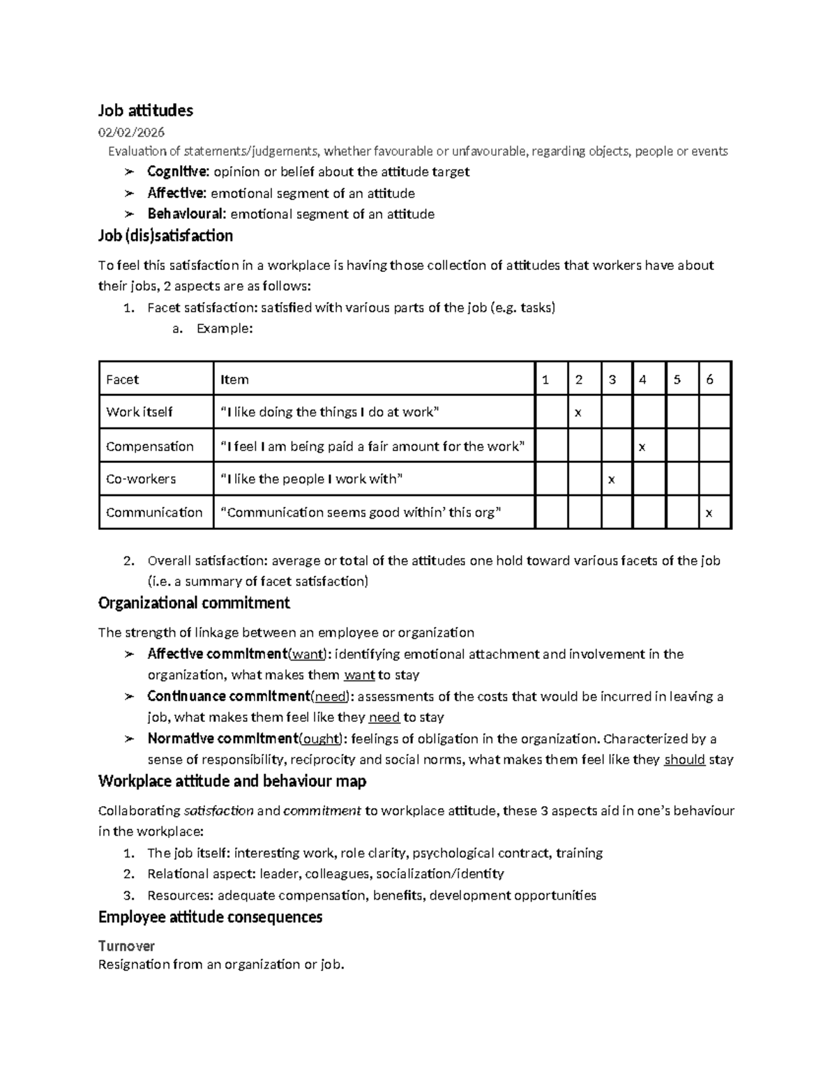 Job Attitudes and Workplace Behavior: Lecture Notes-3 - Studocu
