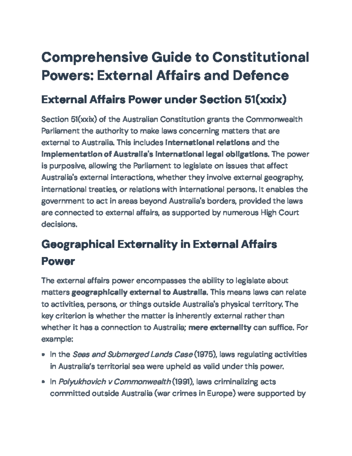Comprehensive Overview of Australia's Constitutional Powers: Defence ...