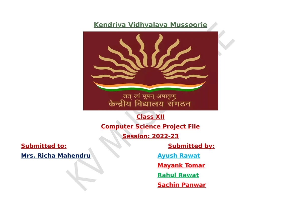 Project on Bank Management System - Computer Science XII-A - Studocu