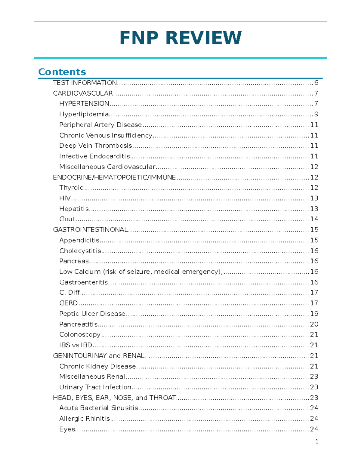 FNP Review Notes Partial - FNP REVIEW TEST - Studocu