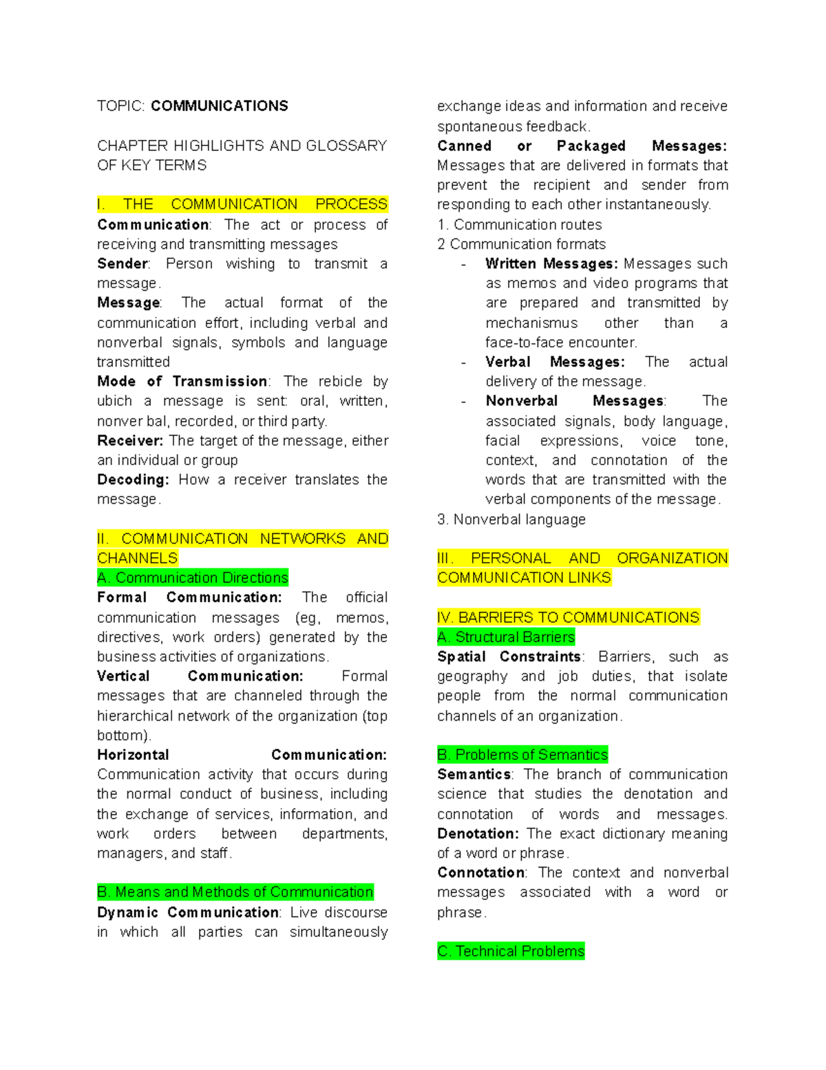 Labman - Midterm Notes on the Communication Process - Studocu