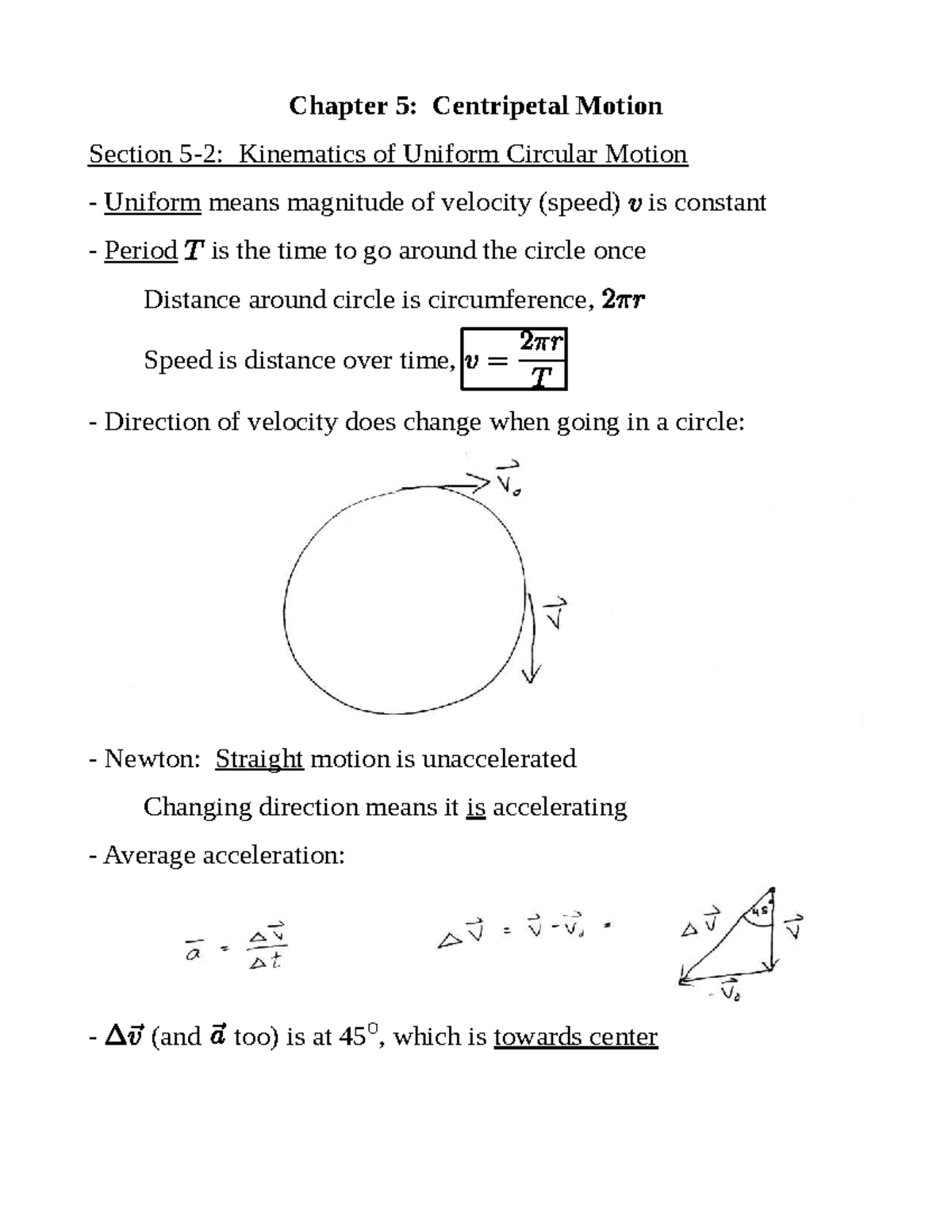 Chapter 5: Centripetal Motion - Lecture Notes on Kinematics & Dynamics ...