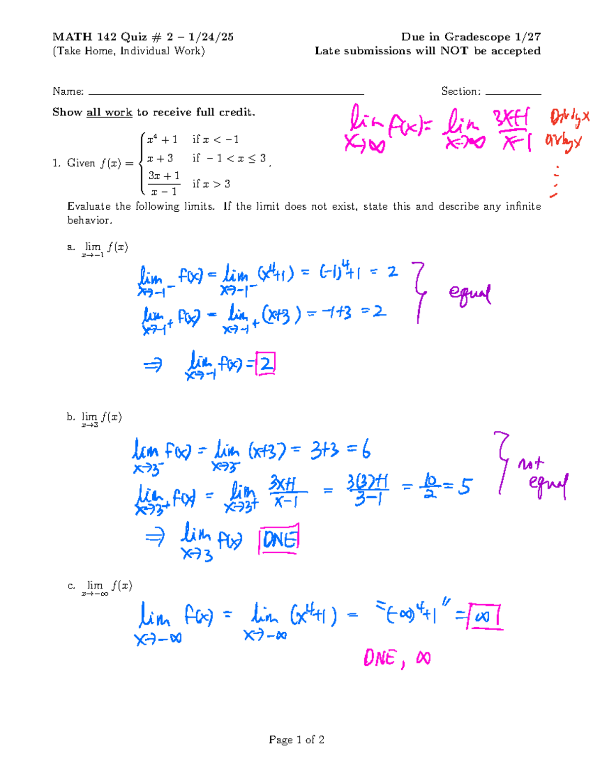 MATH 142 Practice Exam I: Limits, Continuity, and Derivatives - Studocu