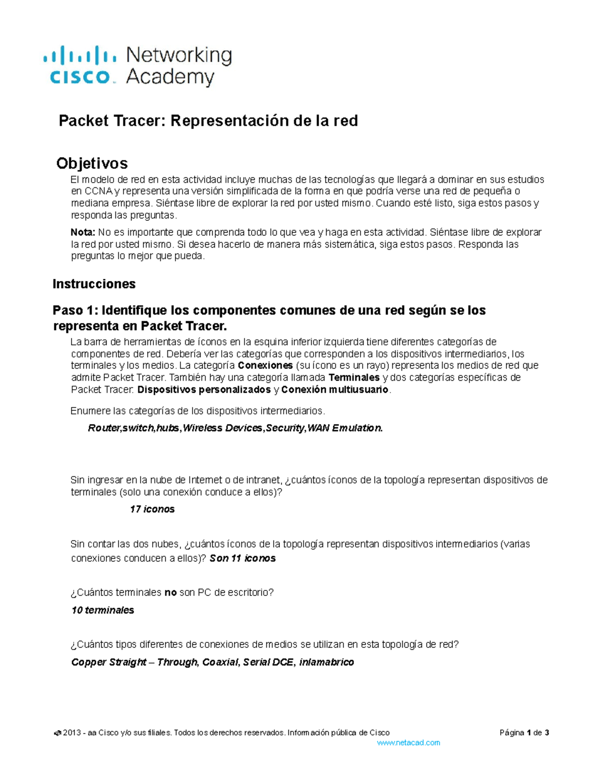 CCNA Packet Tracer: Representación y Análisis de Redes - Studocu
