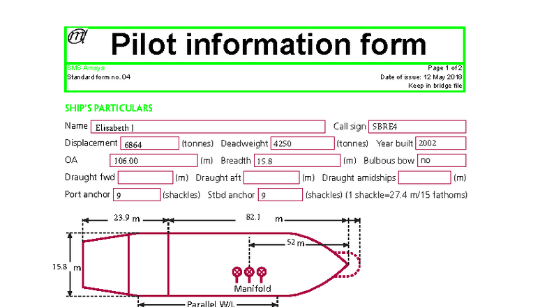 Pilot Information Form - SMS Amsys Standard Form No. 04 - Studocu