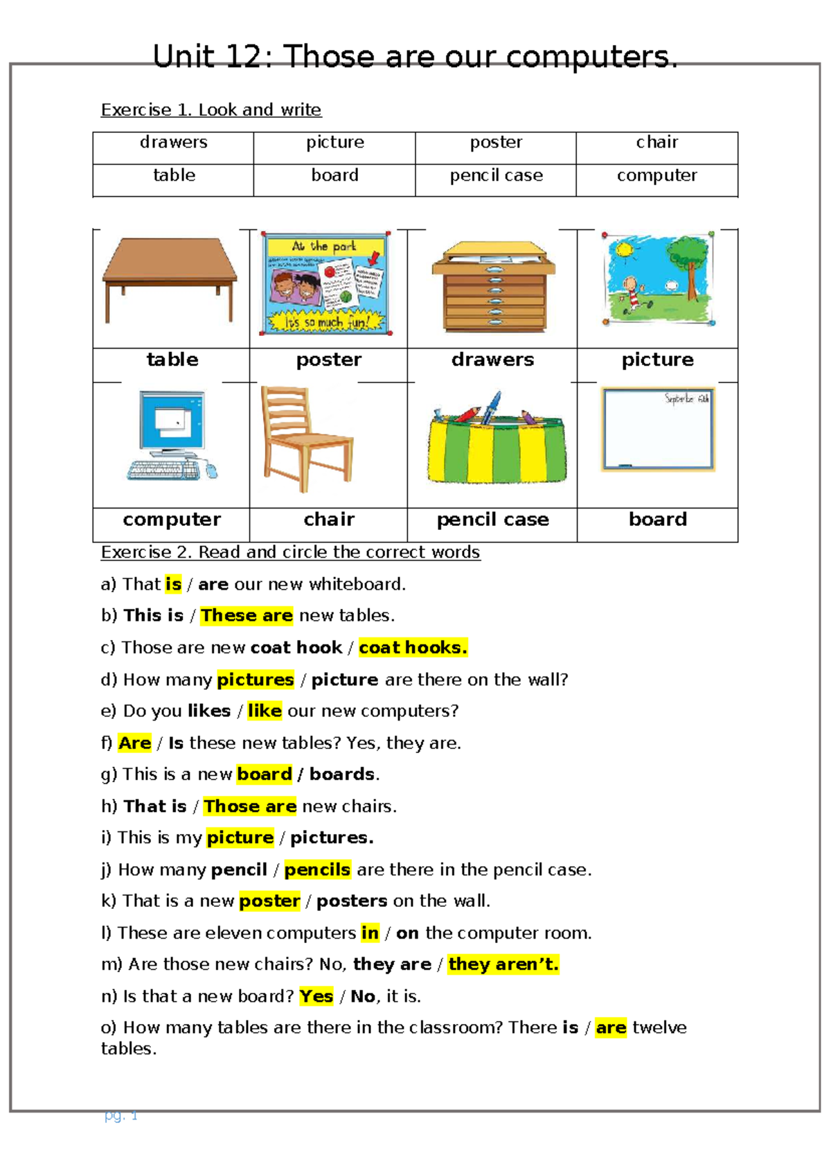 Unit 12: Those Are Our Computers - English 3 Exercises - Studocu