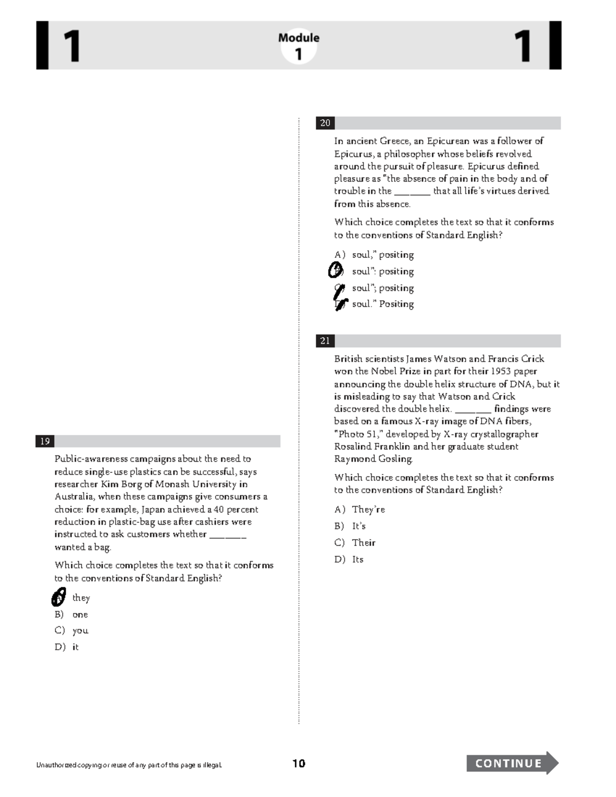 CB 1.1 Writing - SAT Practice Questions and Answers - Studocu