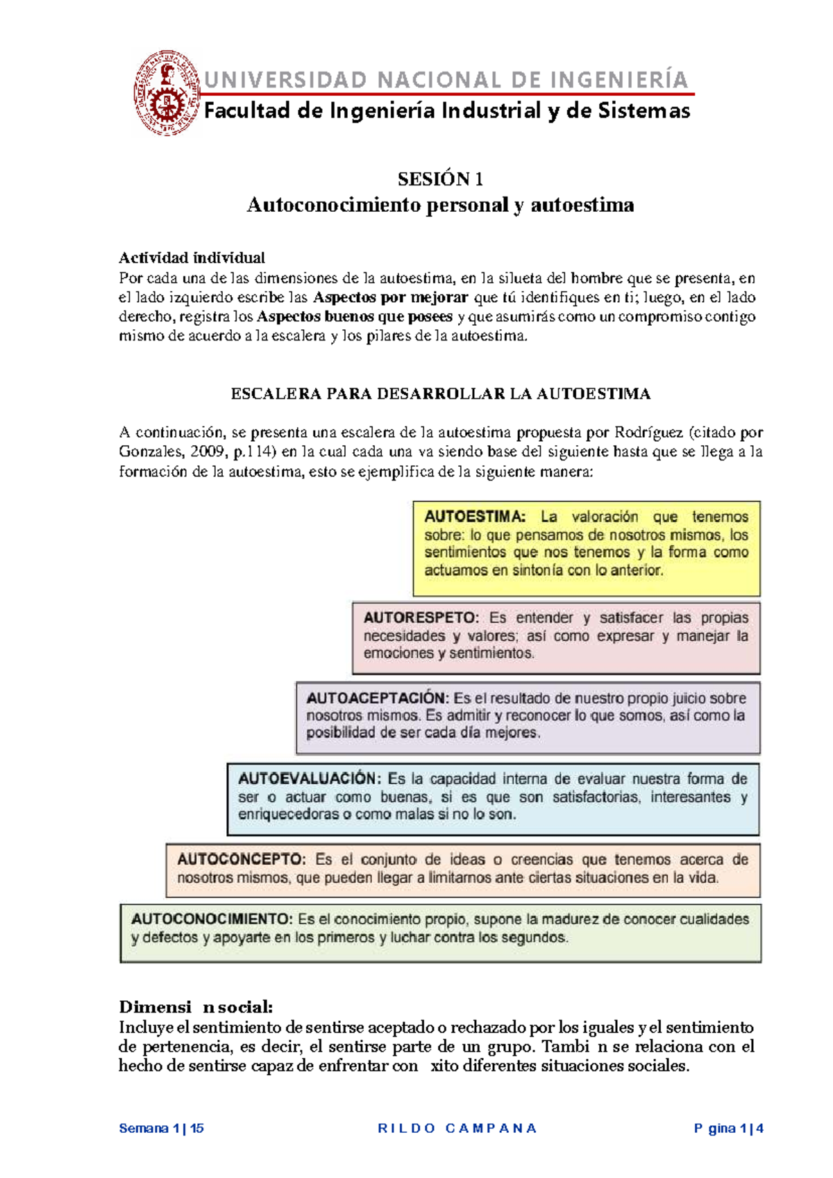 Desarrollo de la Autoestima: Ejercicios de Autoconocimiento - Sesión 1 ...