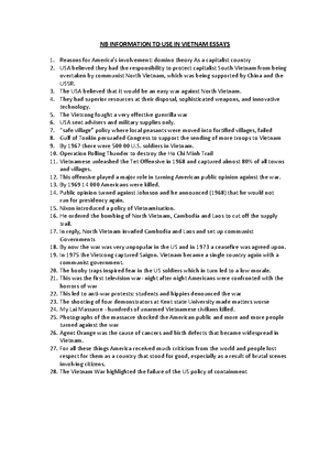 Grade 12-Vietnam essasy notes (Auto Recovered) - Vietnam War Notes ...