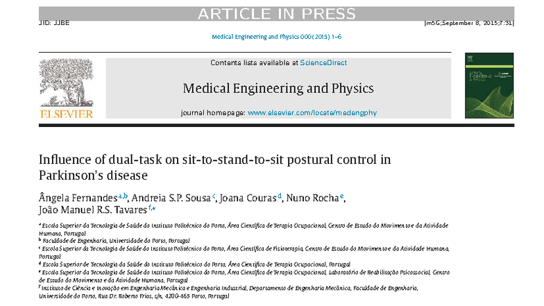 Influence of Cognitive Tasks on Postural Control in PD (JJBE 8) - Studocu