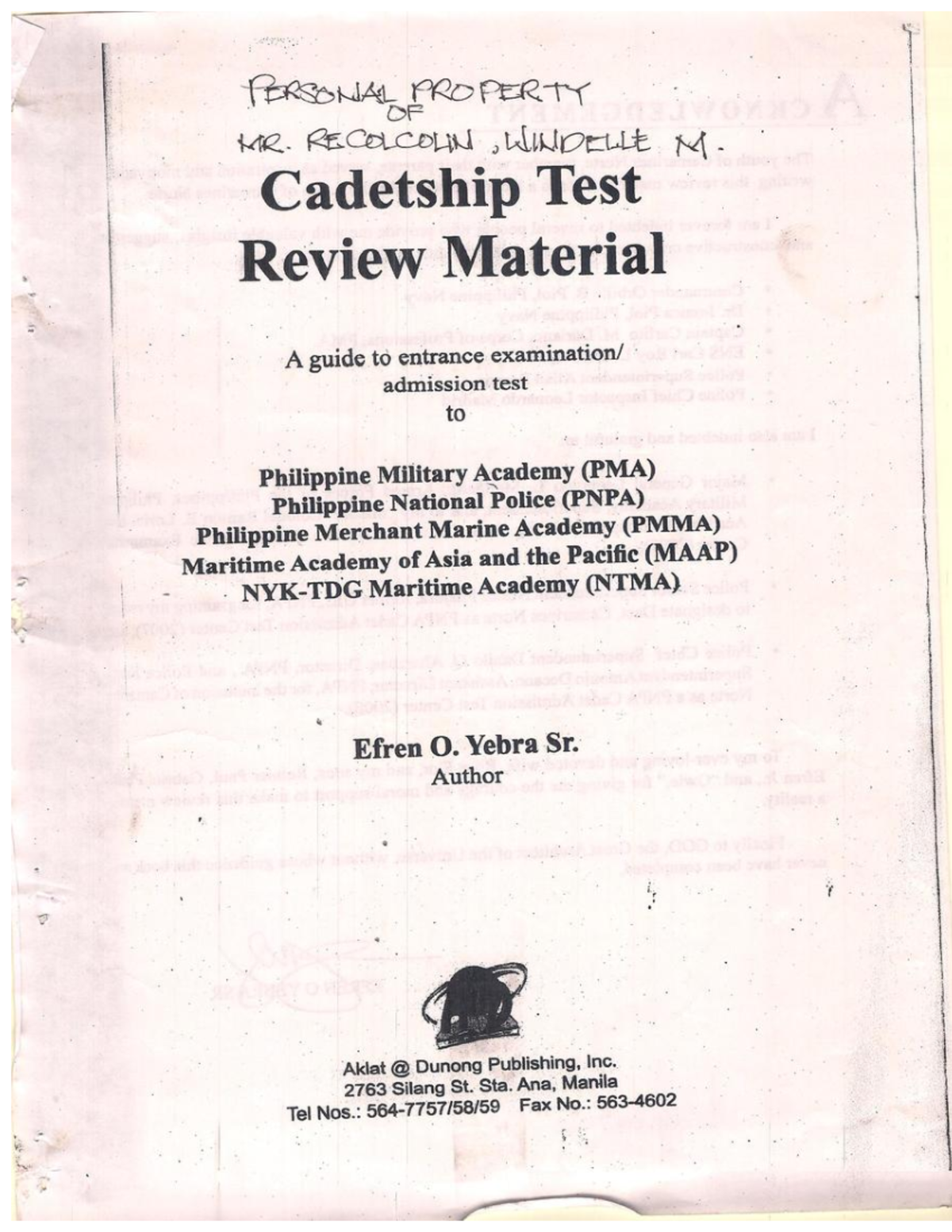 PMA Cadetship Test Review Material - Bonus Reviewer Guide - Studocu
