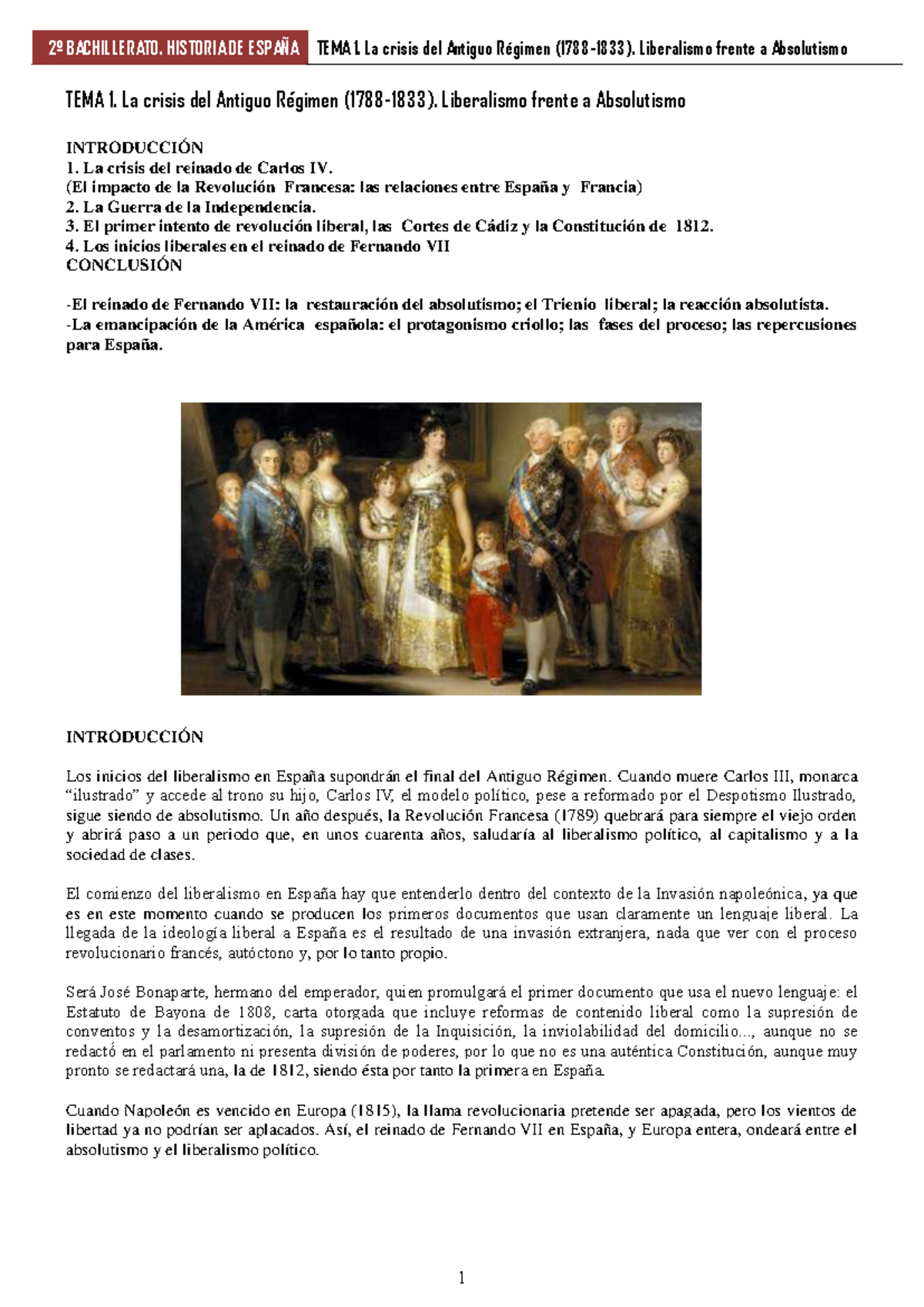 Tema 1: La Crisis del Antiguo Régimen (1788-1833): Liberalismo vs ...