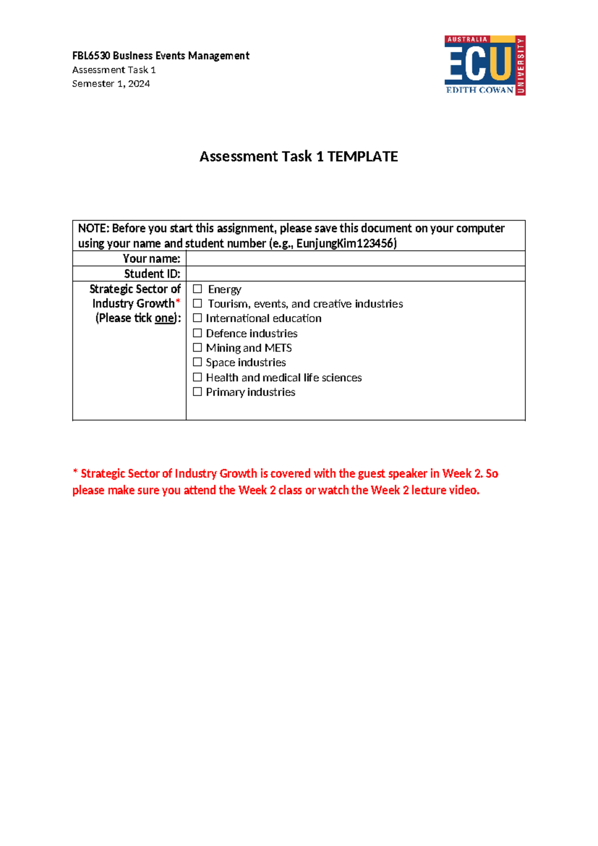FBL6530 Assessment Task 1 Template - Semester 1, 2024 - Studocu