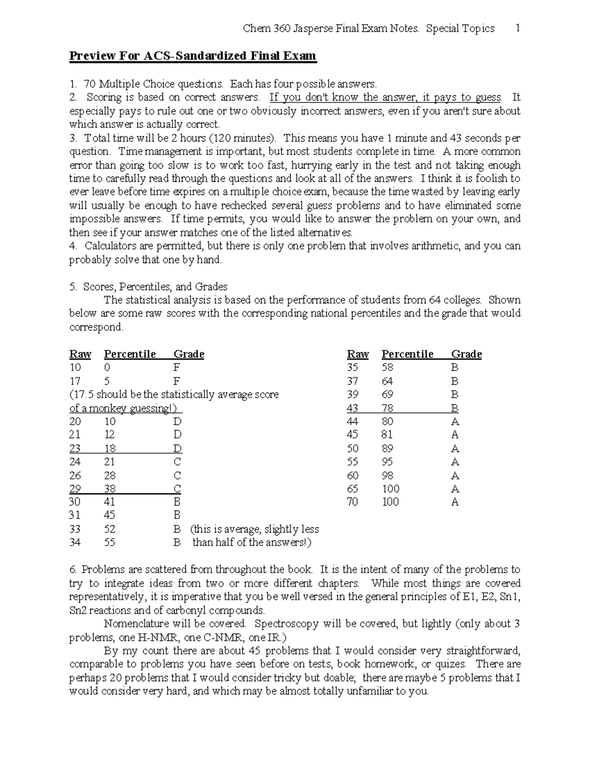Chem 360 Jasperse Final Exam Study Guide: Key Topics & Strategies - Studocu