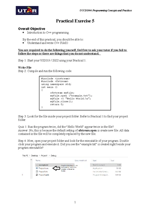 CS101: Practical Exercise 1 - Intro to Programming with C++ - Studocu