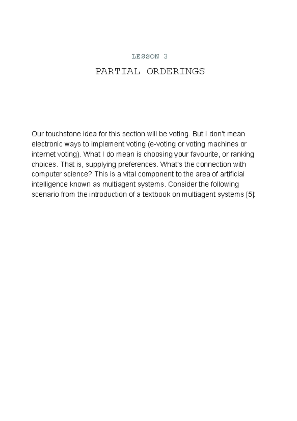 CP214 LESSON 3: Partial Orderings and Multiagent Systems - Studocu