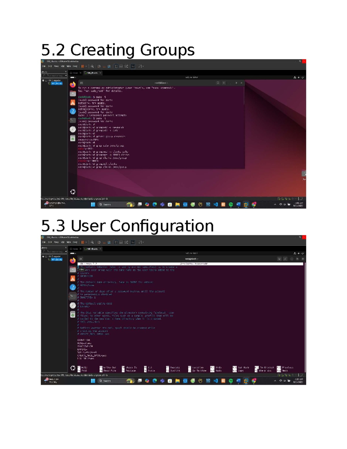 Lab 5.2 - Creating Groups in Ubuntu VM Using VMware Workstation - Studocu
