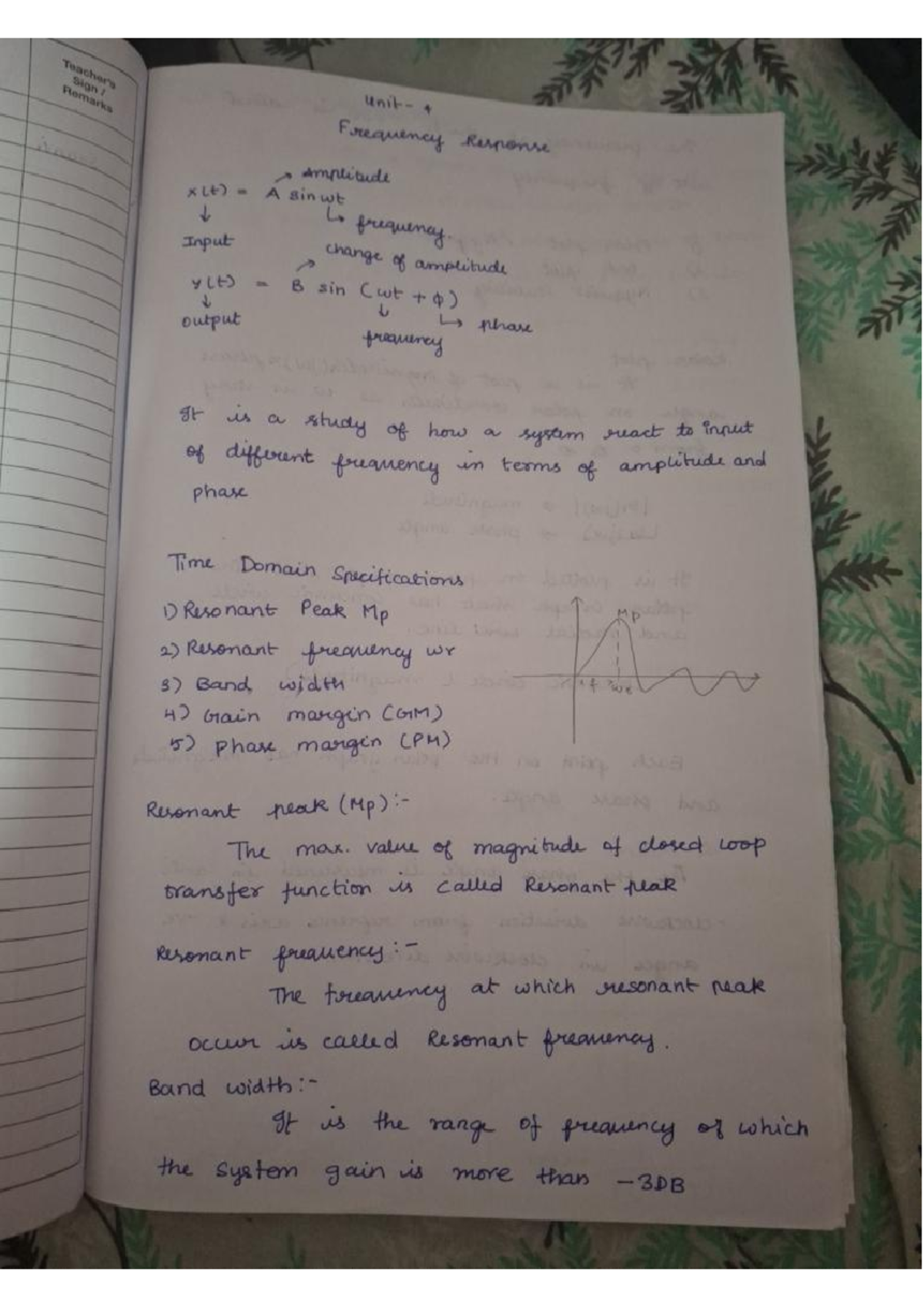 Unit 4 Control Systems: Frequency Response Analysis Notes - Studocu