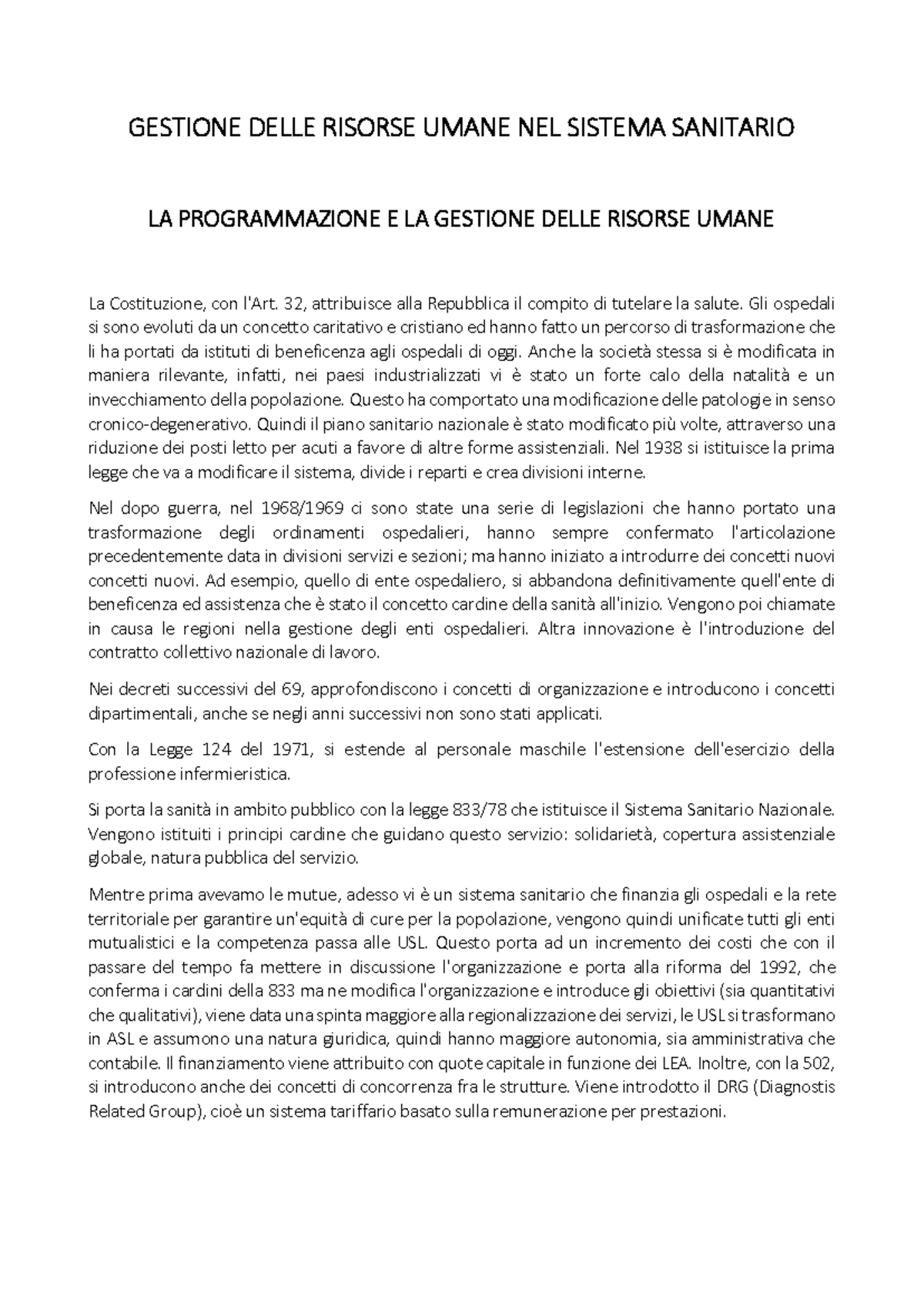 Gestione delle Risorse Umane nel Sistema Sanitario: Un'Analisi ...