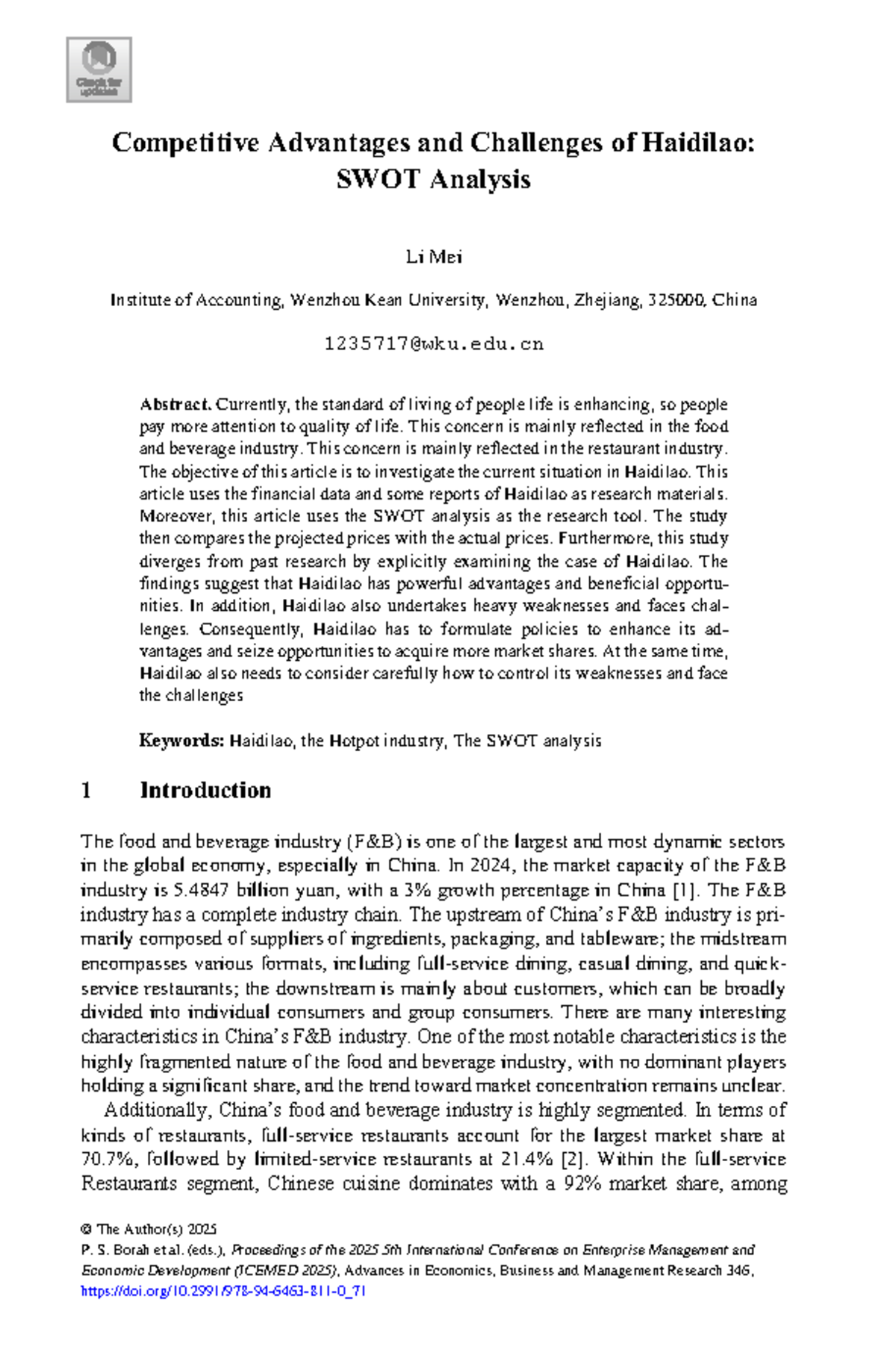SWOT Analysis of Haidilao: Competitive Advantages & Challenges (ACC ...