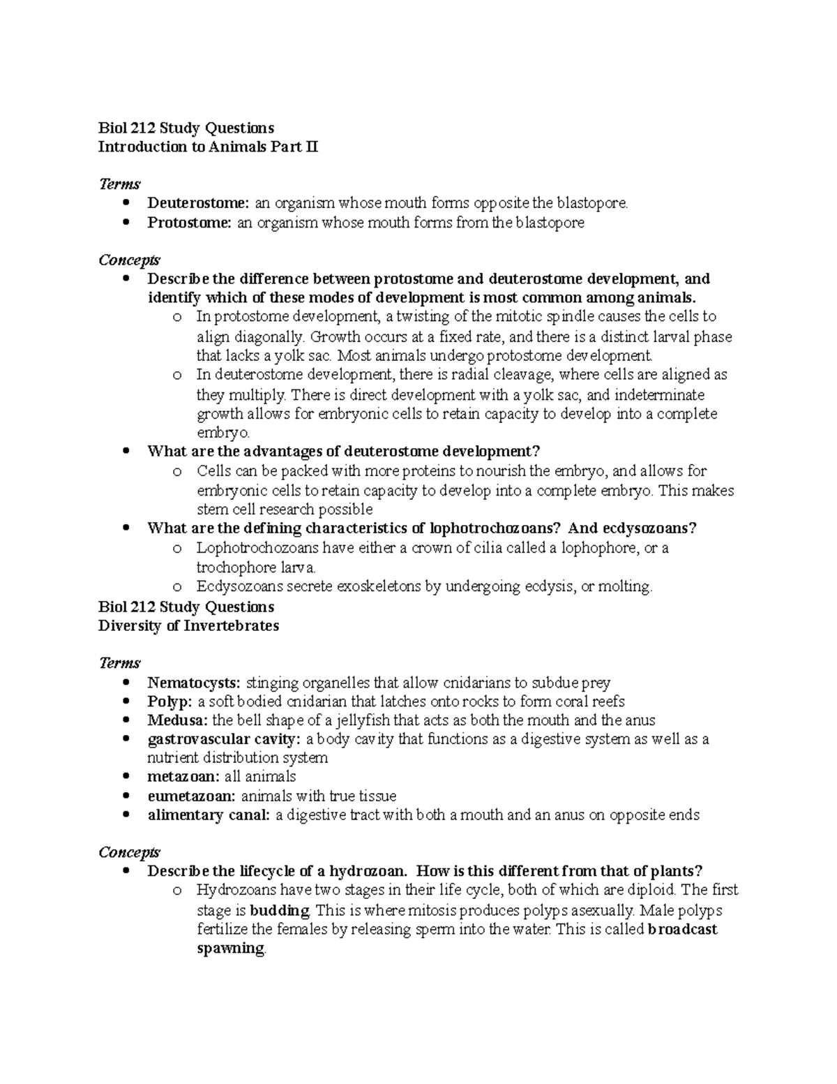 Biol 212 Quiz 6 Study Guide - Key Concepts in Mammalogy - Studocu