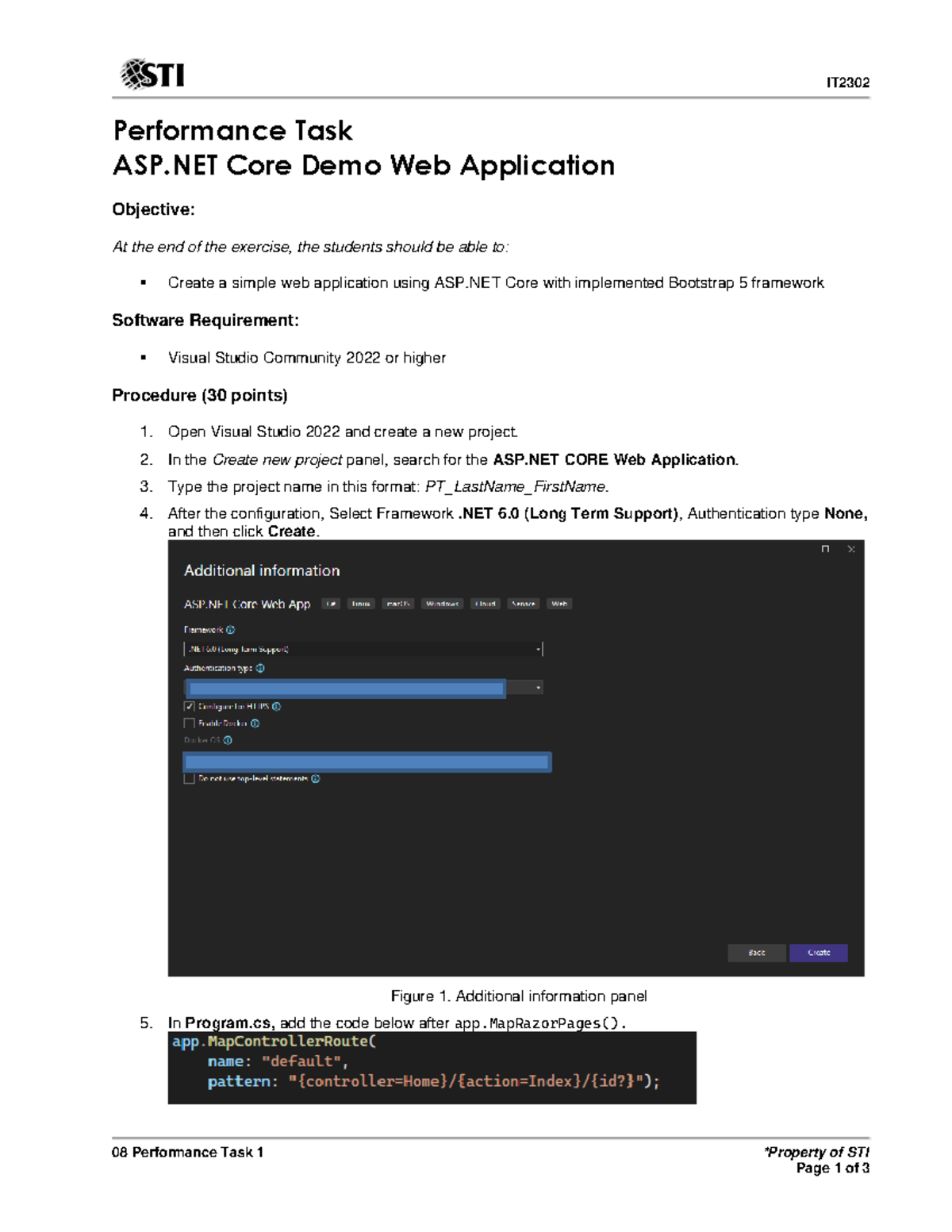 IT 2302 - Performance Task 1: ASP Core Web App Creation Guide - Studocu