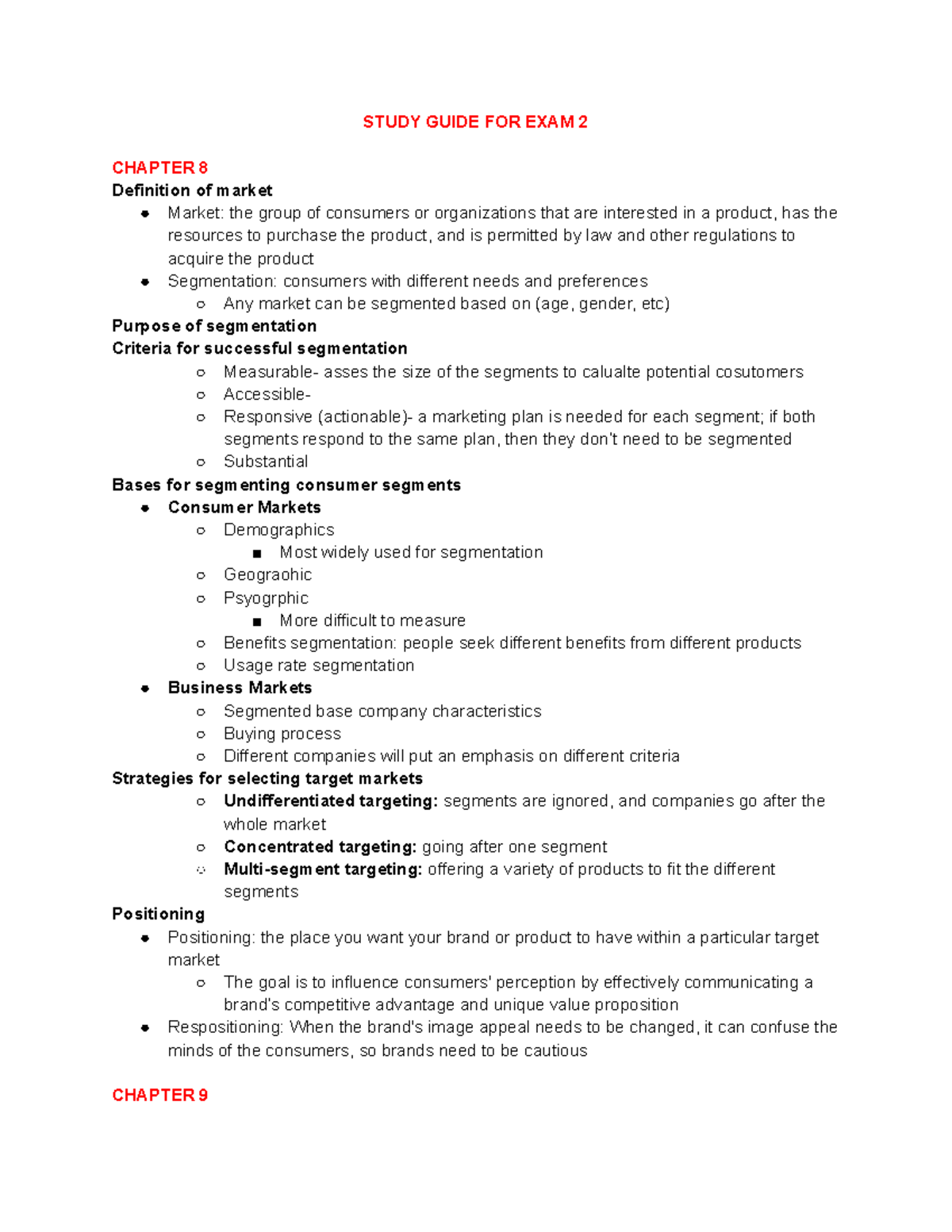 MKTG 351 Study Guide for Exam 2: Market Strategy & Decision Making ...