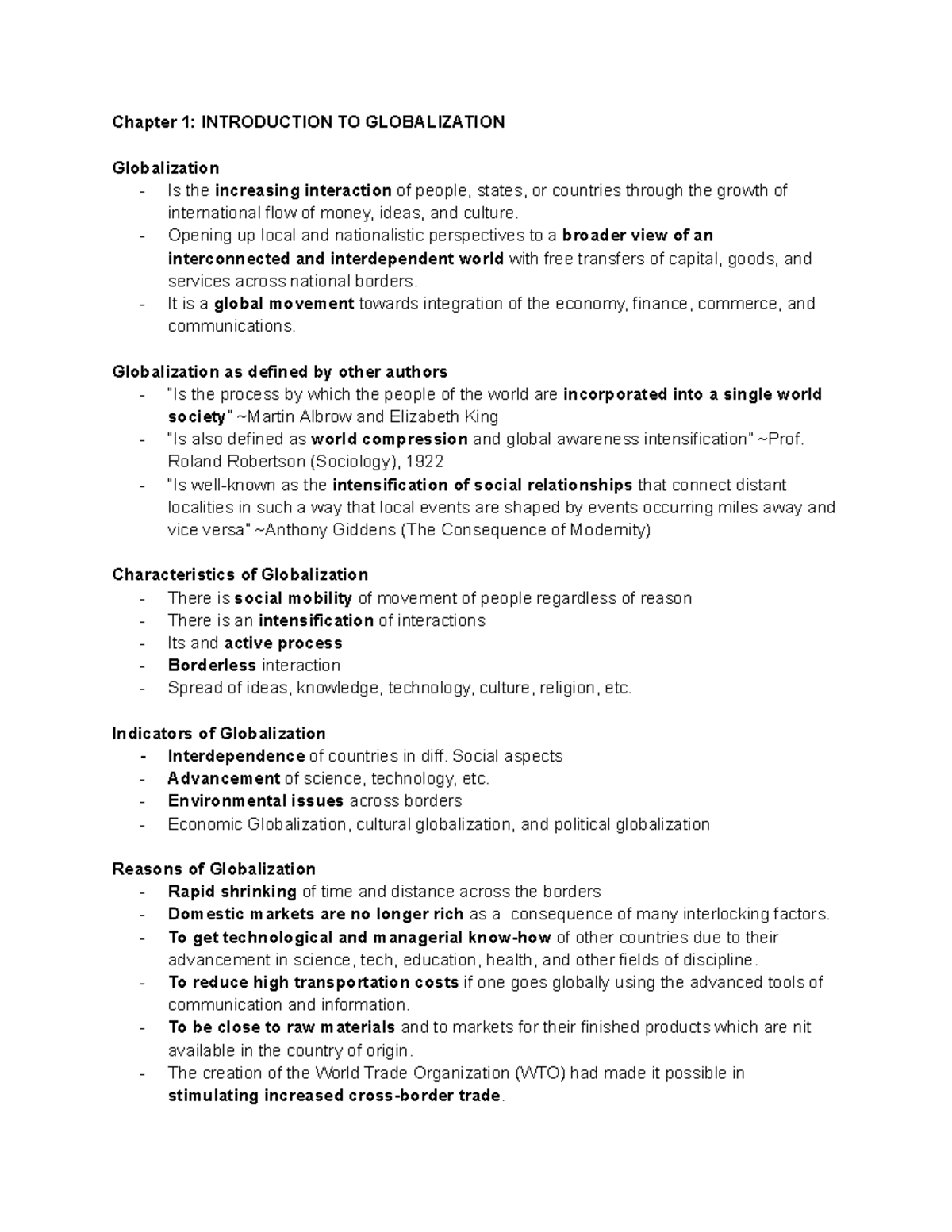 Contem Globalization: Chapters 1-3 Overview & Key Concepts - Studocu
