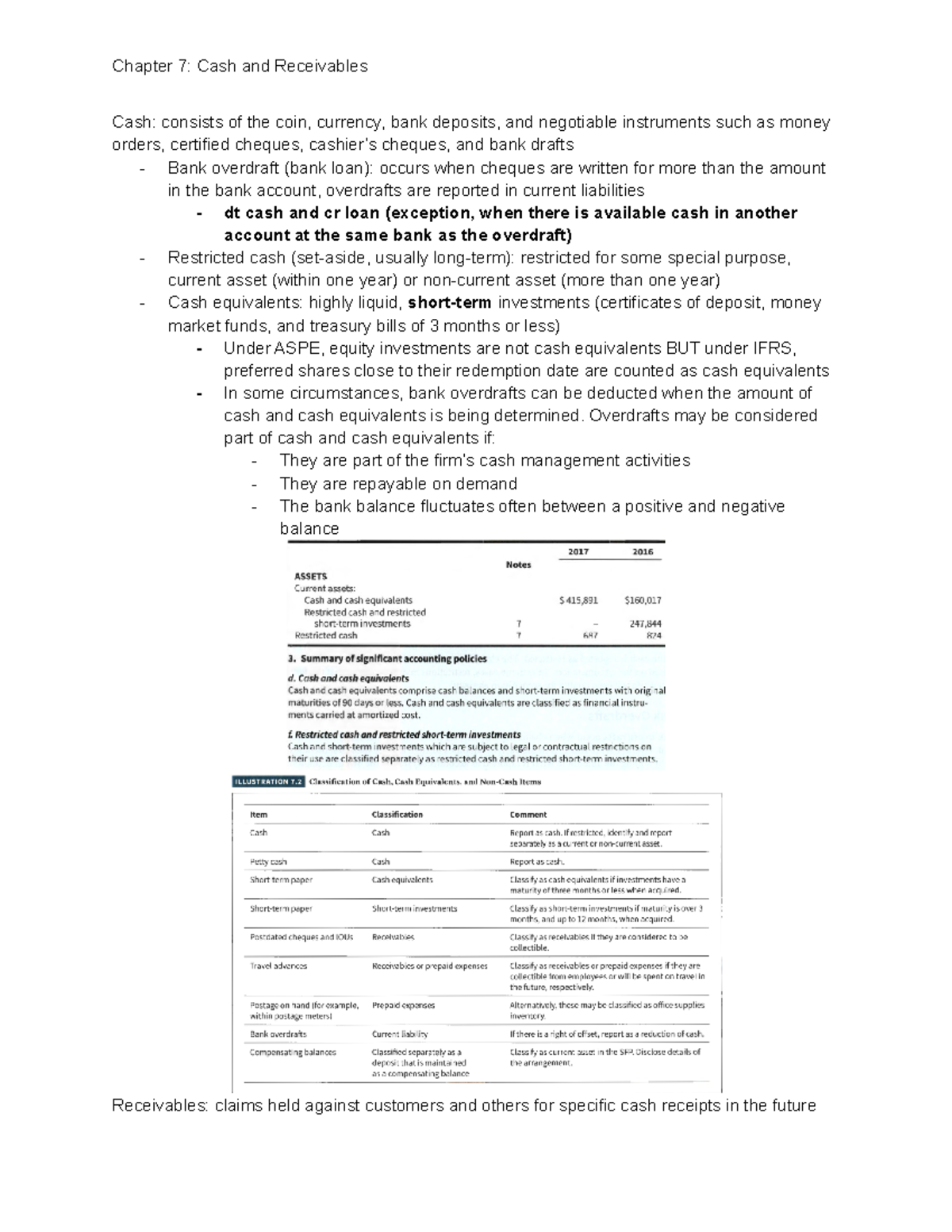 Week 6 - Lecture and textbook notes - Cash: consists of the coin ...