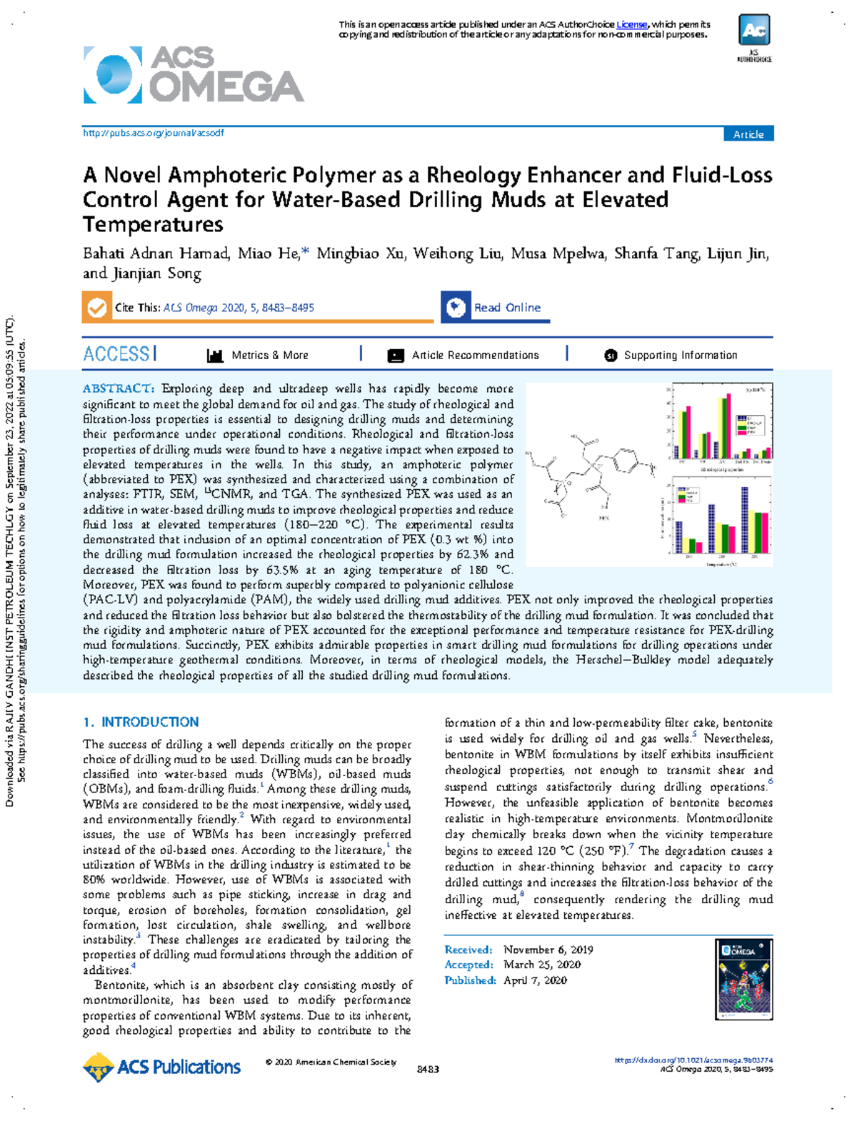 Amphoteric Polymer PEX as a Rheology Enhancer for Drilling Muds - Studocu