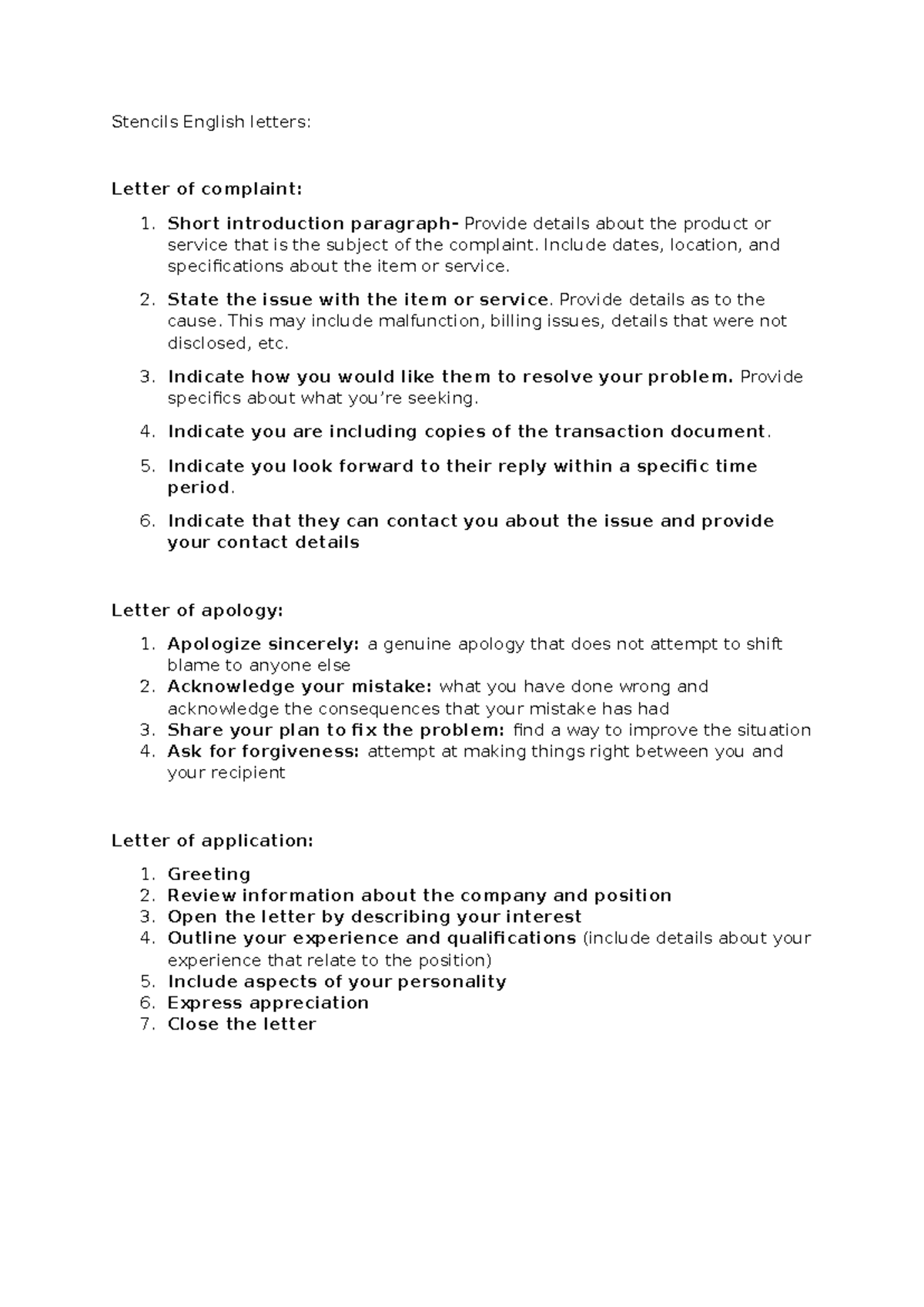 English Letter Writing Guide: Complaint, Apology & Application ...