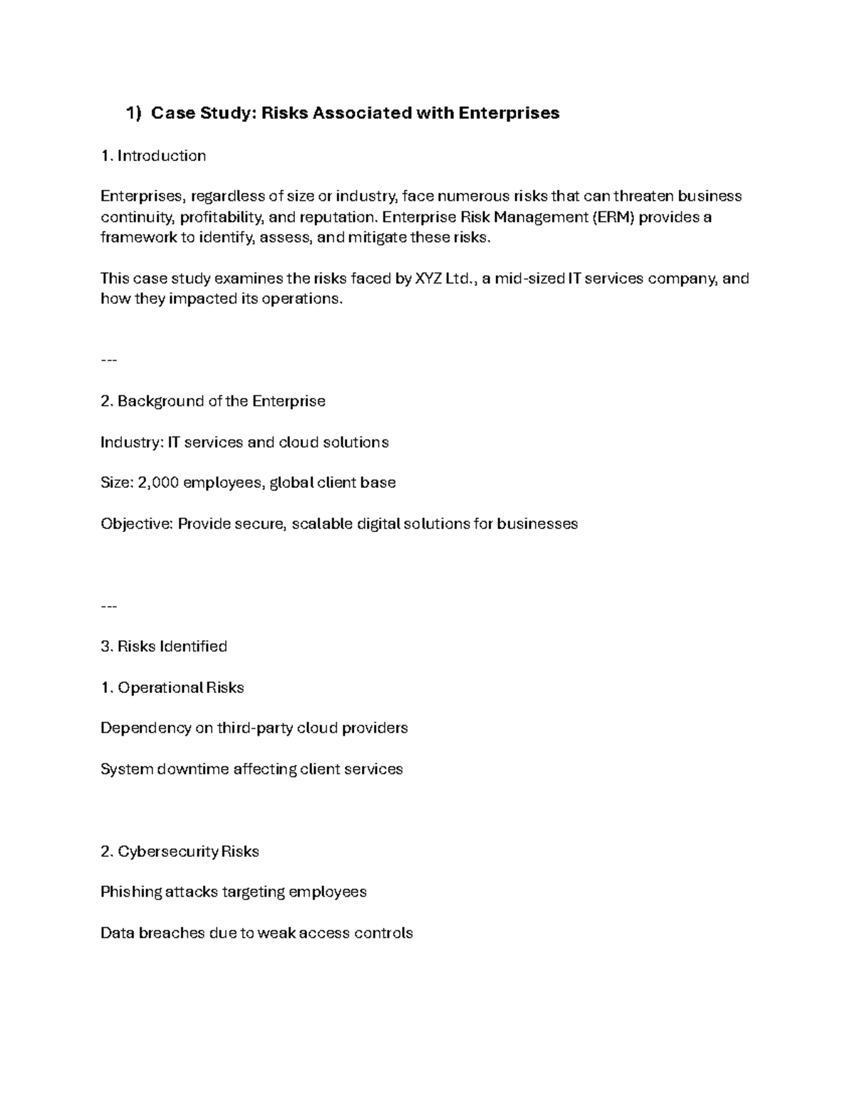 Case Study: Enterprise Risks and Product Development Strategies (ENDs ...