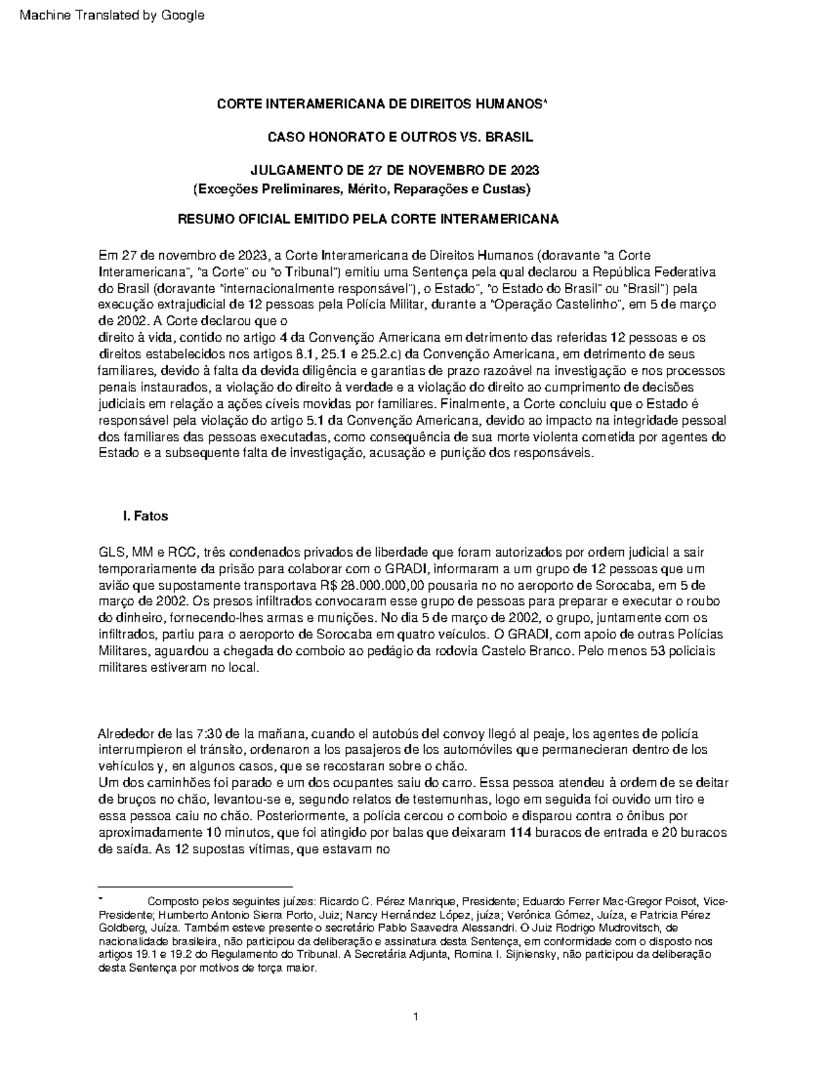 CASO Honorato e Outros vs. Brasil: Julgamento da Corte IDH - 27/11/2023 ...