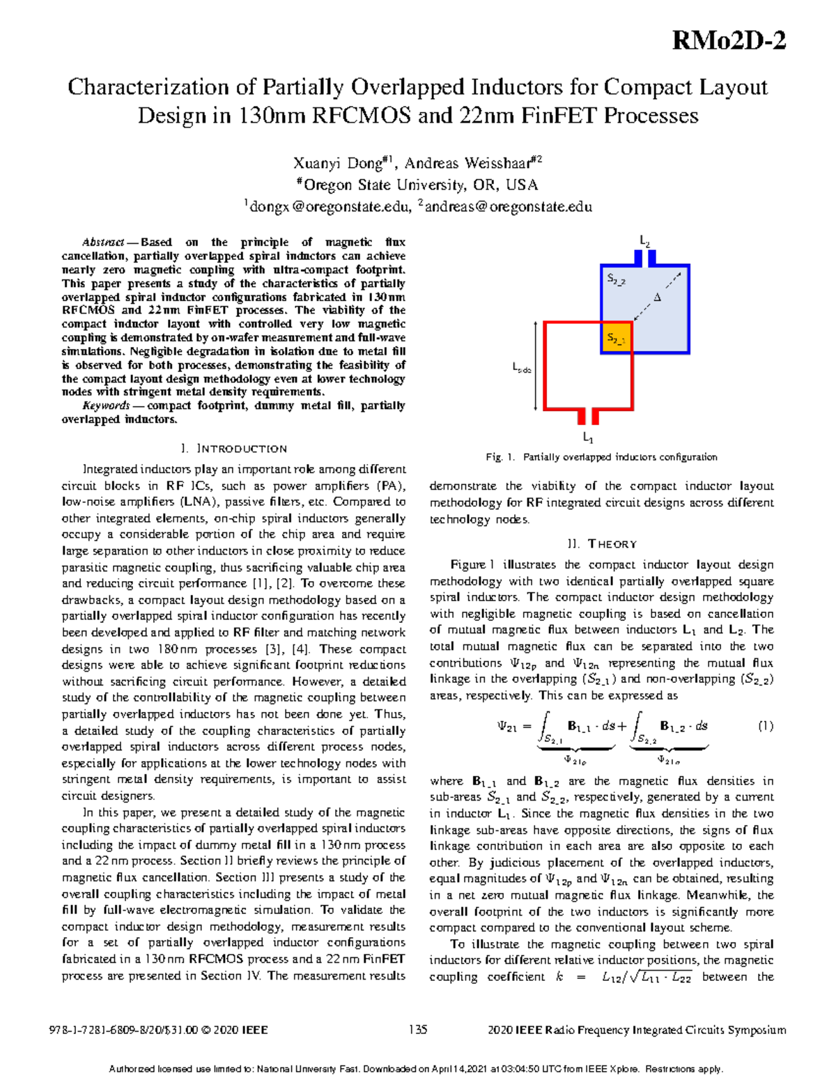 RF Integrated Circuits: Compact Inductor Study in 130nm & 22nm - Studocu
