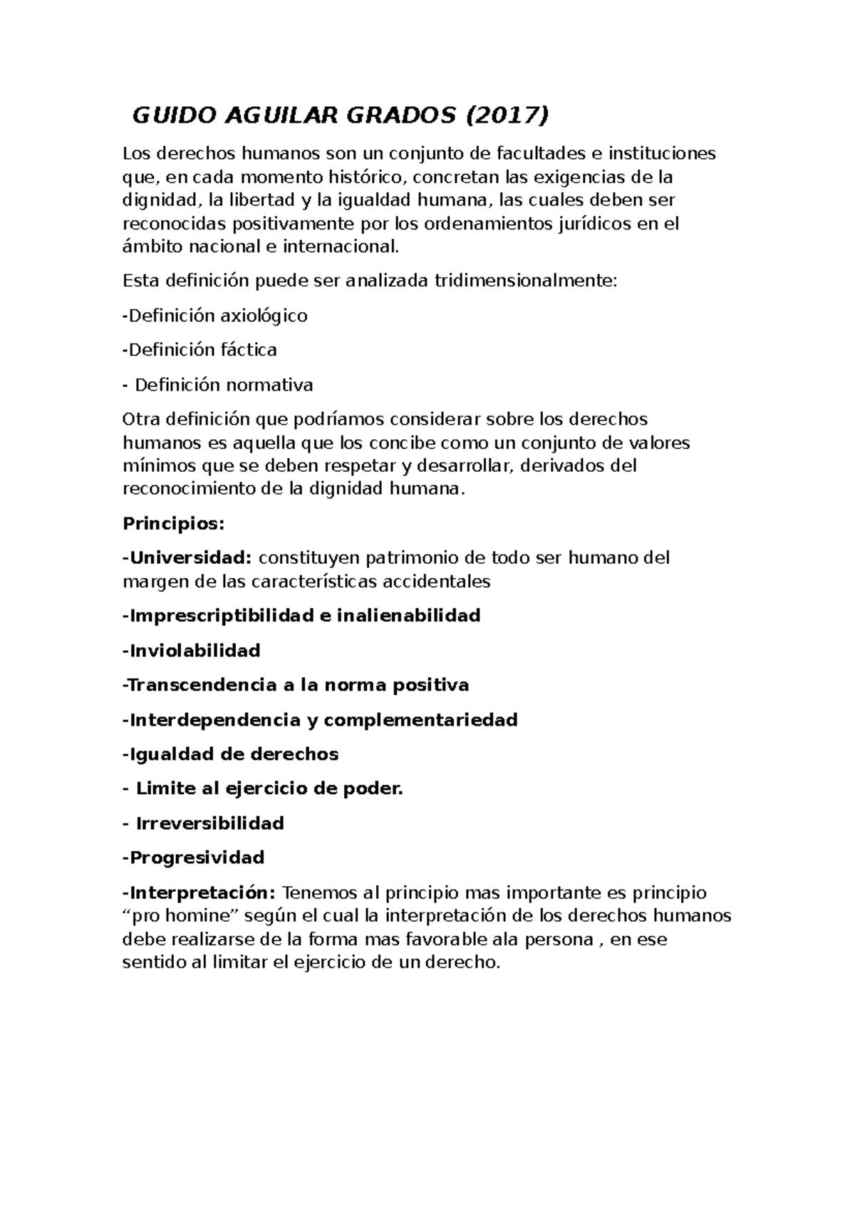 Derechos Humanos: Análisis Axiológico y Normativo - GUAG 2017 - Studocu