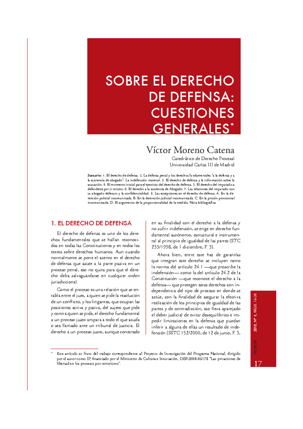 Derecho de Defensa en el Proceso Penal: Análisis y Garantías (DERECHO ...