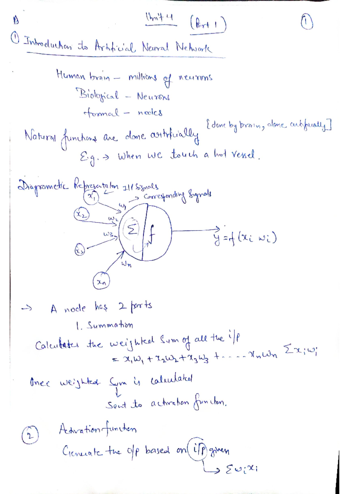 Class Notes: ANN - Introduction to Artificial Neural Networks - Studocu