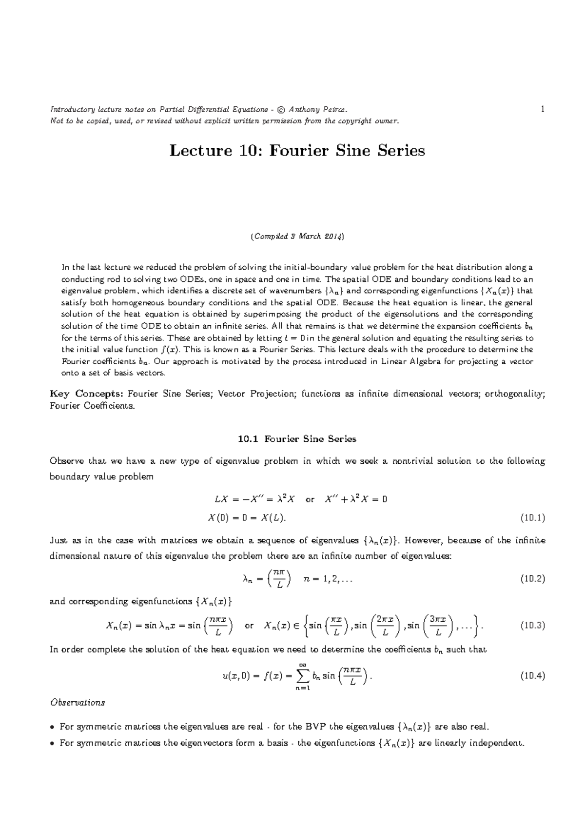 Lec 10 - lecture notes - Introductory lecture notes on Partial ...
